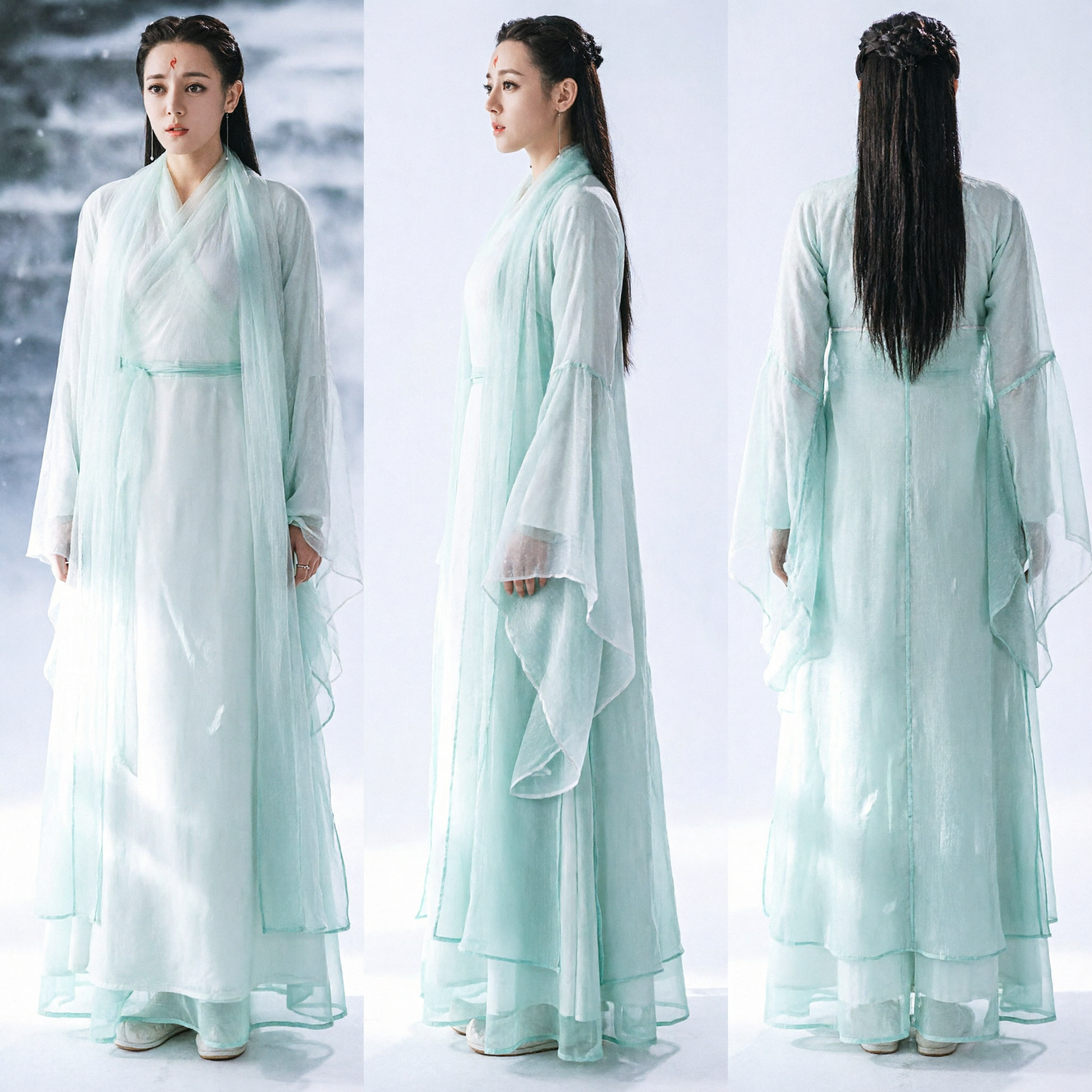 Elegante Hanfu Blanco de Antigua Hada China Traje Tradicional Túnica Fluida para Mujer Vestido de Cosplay - Asian Costume