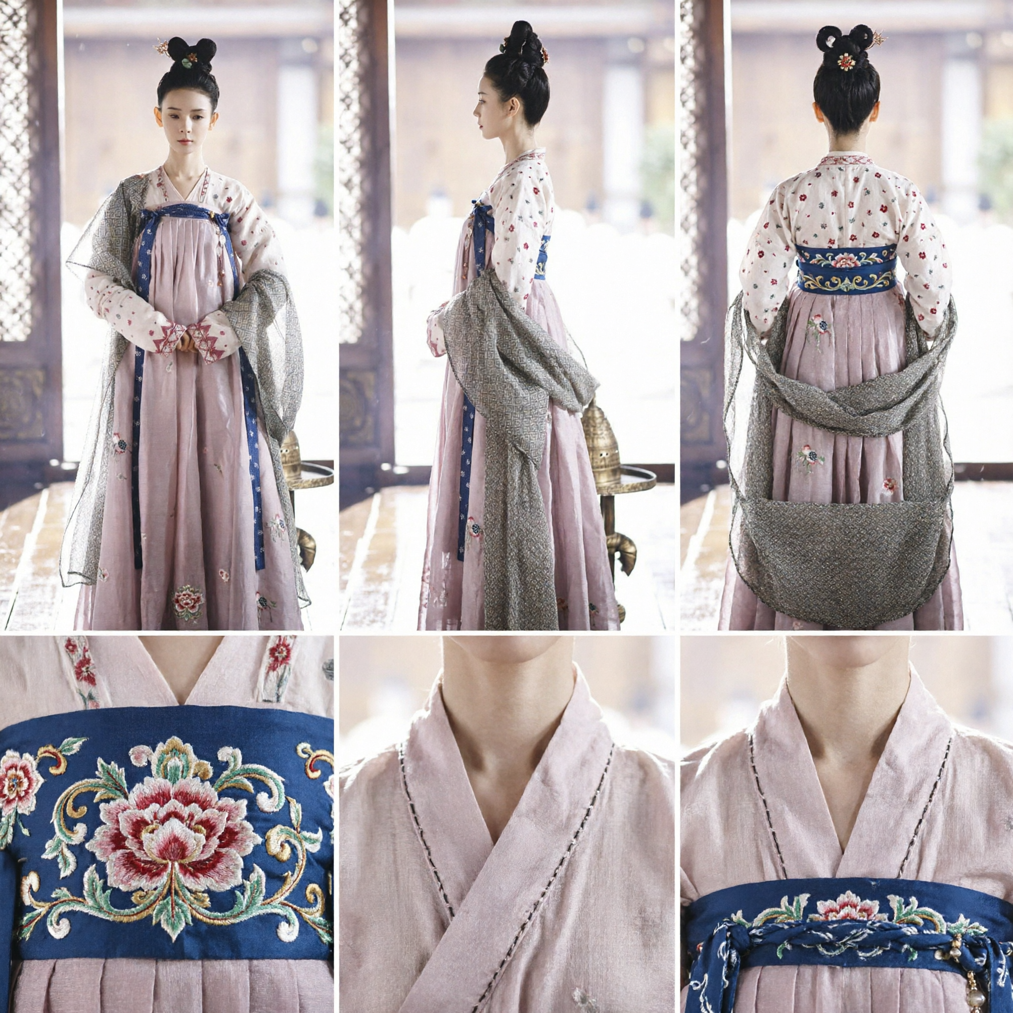 Vrouwen Tang Dynastie Hanfu Traditioneel Chinees Oud Kostuum Roze Bloemrijke Jurk voor Cosplay en Fotografie - Asian Costume