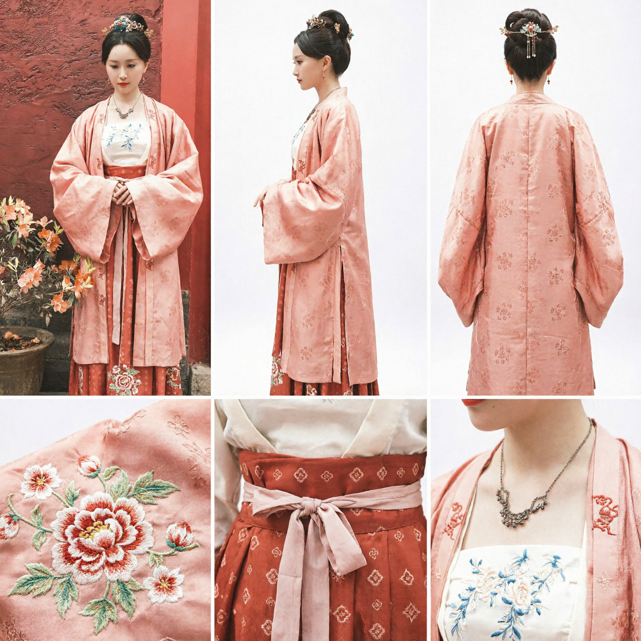 전통 중국 한푸 분홍 로브 고대 송나라 공주 의상 여성 역사적 촬영 코스프레 - Asian Costume