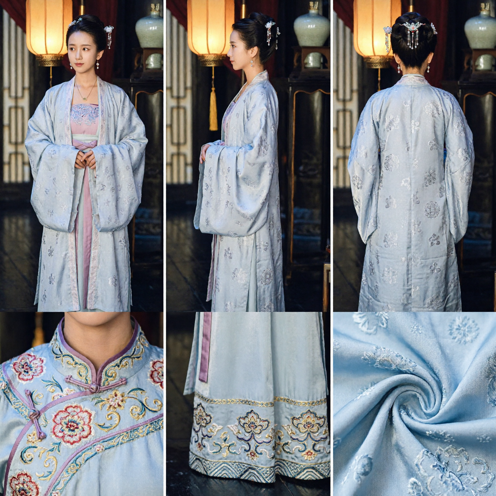 Elegant Song-dynastie Hanfu Kostuum voor Vrouwen Traditioneel Chinees Historisch Blauw Beizi-jurk voor Cosplay - Asian Costume
