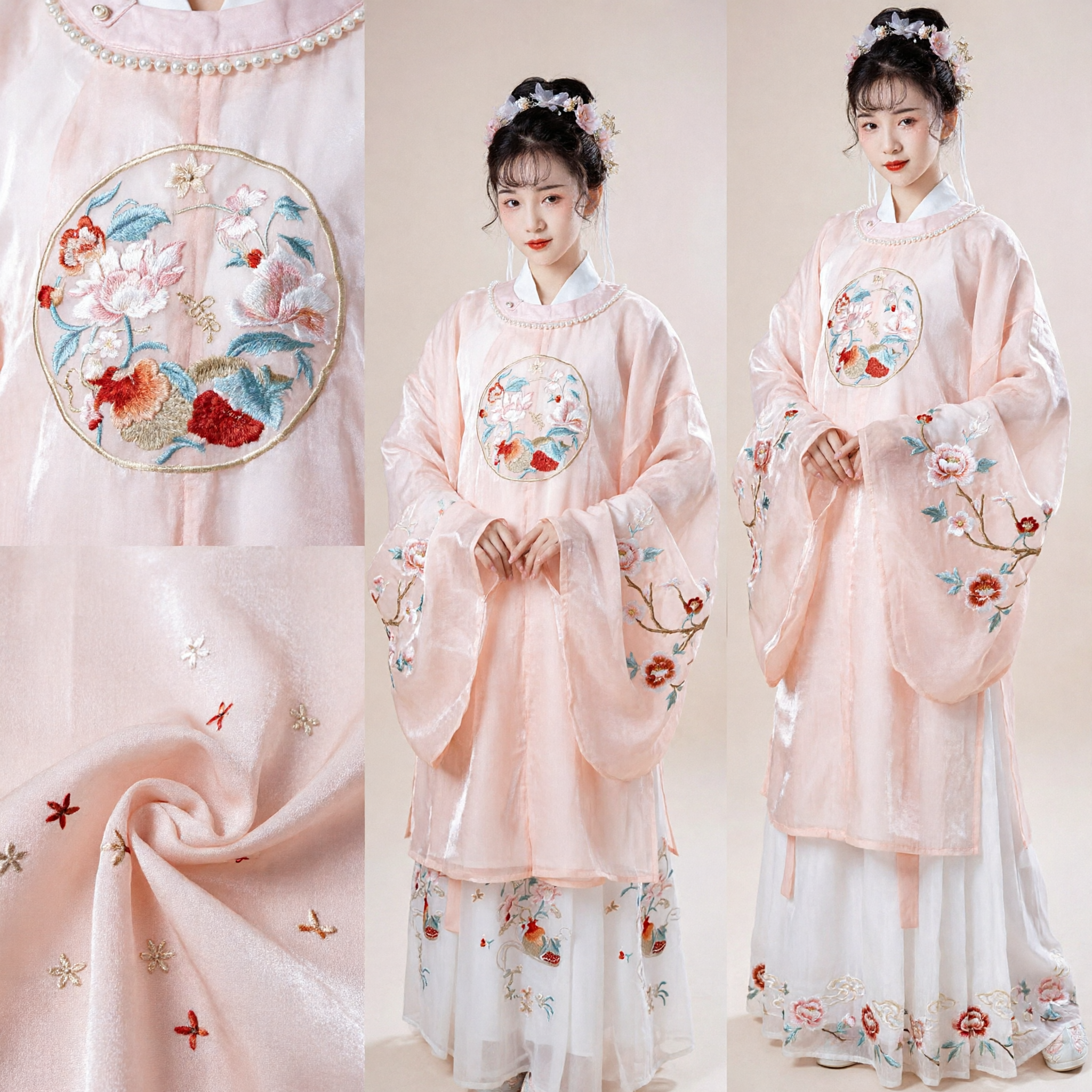 Elegante Vestido de Hada Bordado Hanfu Tradicional Chino Rosa Conjunto Completo de Traje Antiguo para Mujeres - Asian Costume