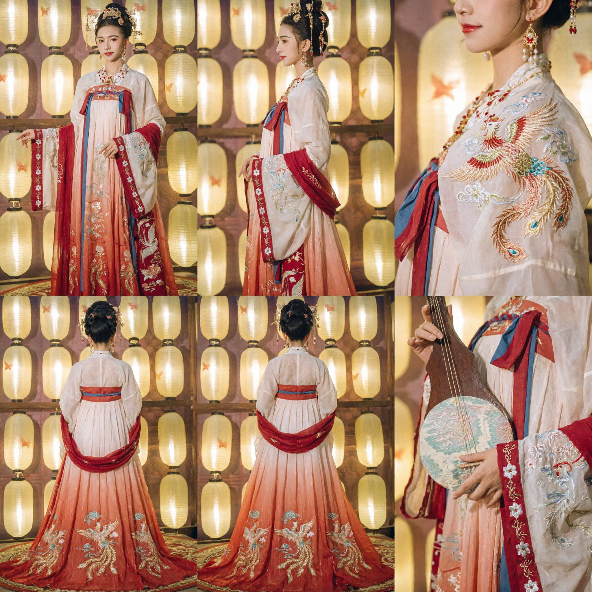 Traje Tradicional Hanfu Chino Vestido Bordado de Princesa de la Dinastía Tang Atuendo de Representación Antiguo para Damas - Asian Costume