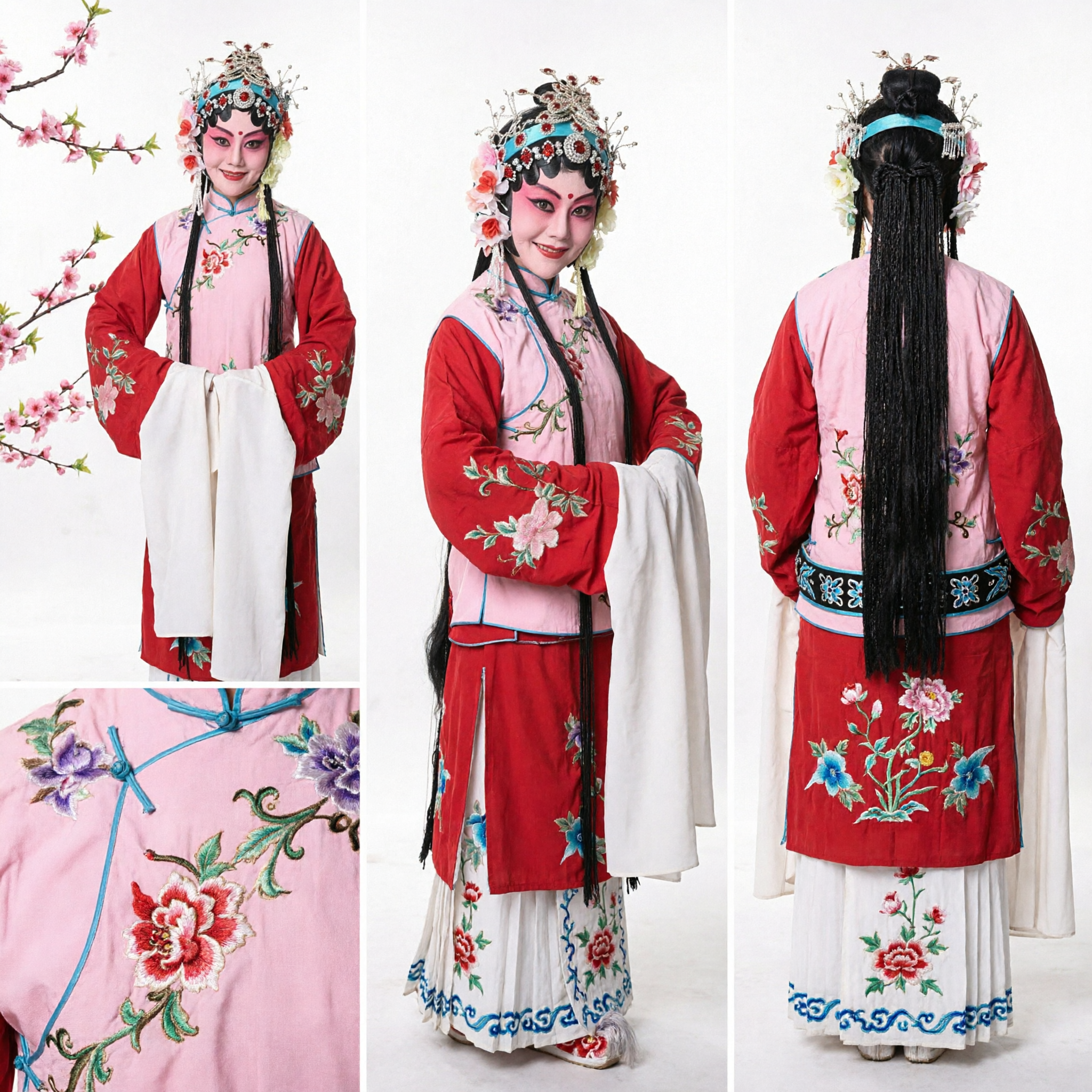 Costume tradizionale dell'Opera di Pechino cinese per Donne, Set Completo con Copricapo e Vestito Ricamato per Spettacoli Teatrali - Asian Costume