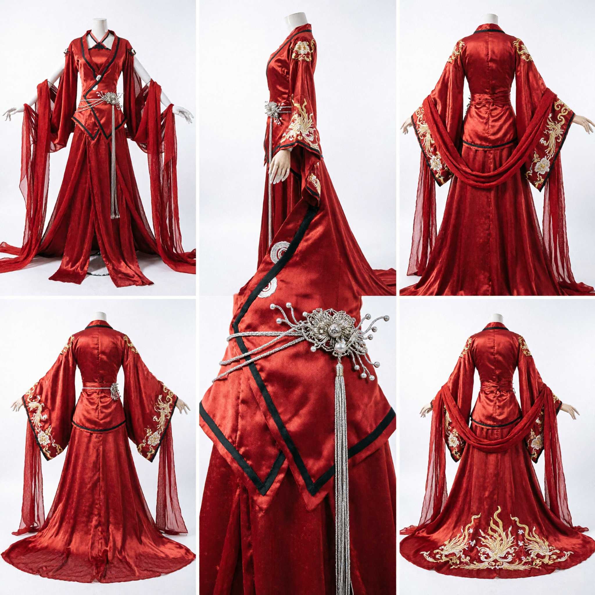 Elegant Rood Oud Chinees Hanfu Kostuum Traditioneel Wuxia Zwaardvechterskleed voor Vrouwen Cosplay Optreden - Asian Costume