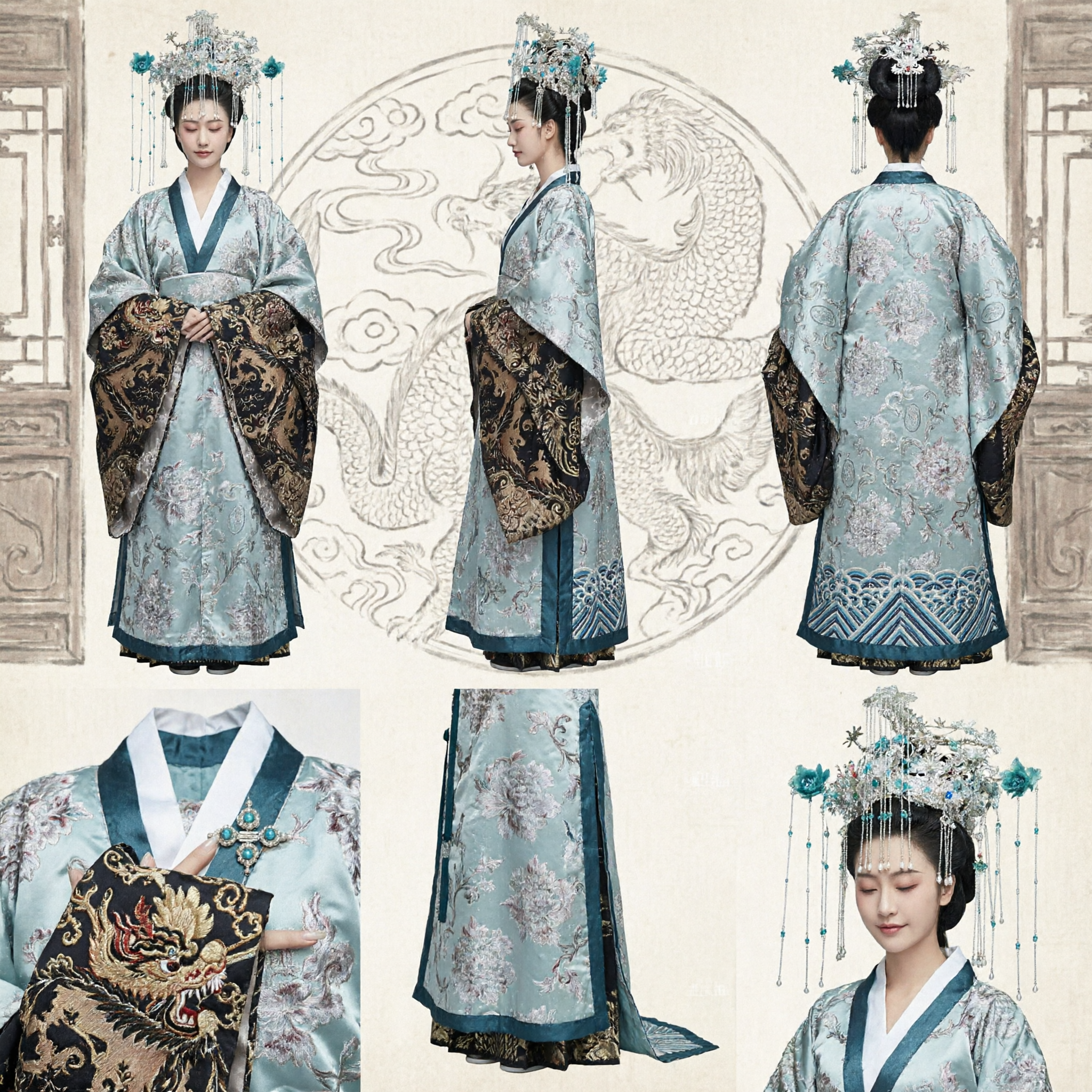 Традиционный китайский костюм Ханьфу, платье древней императрицы, элегантный синий исторический косплейный наряд для женщин - Asian Costume