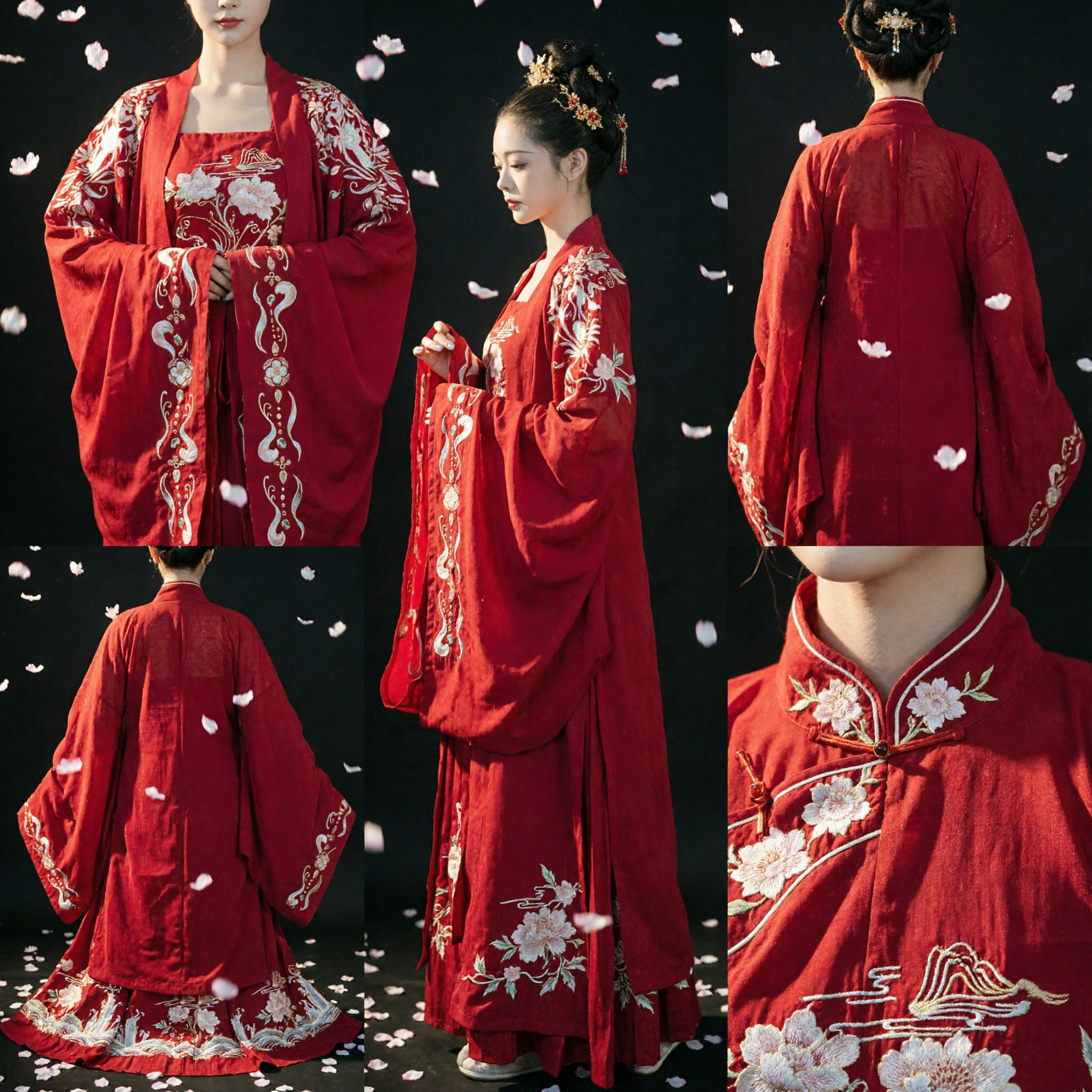 Costume Hanfu Rouge Ancien Chinois Robe Traditionnelle de la Dynastie Tang Brodée pour Femmes Photographie de Mariage Historique - Asian Costume