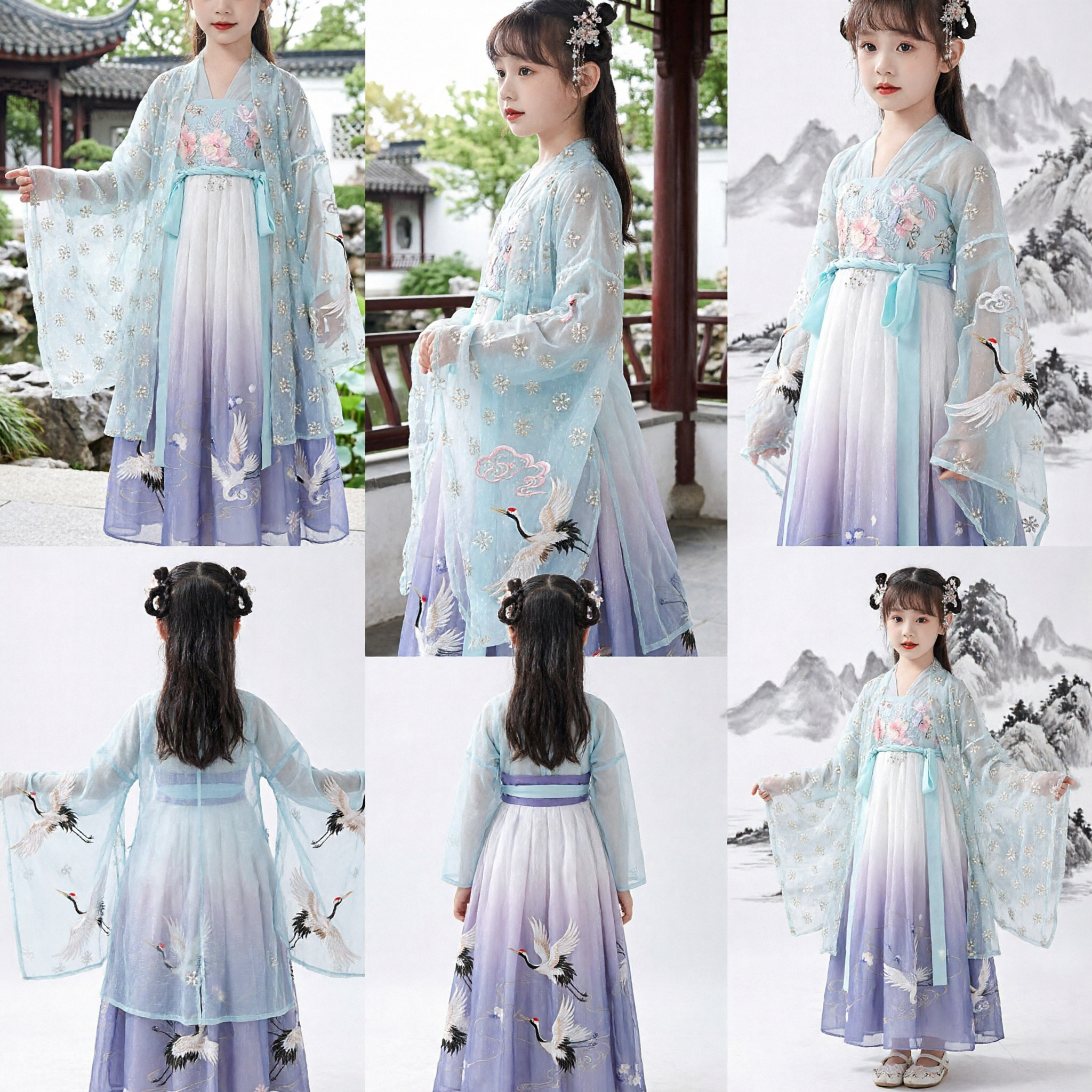 Robe Hanfu chinoise traditionnelle pour filles - Costume fée ancien brodé pour enfants pour spectacle et cosplay - Asian Costume