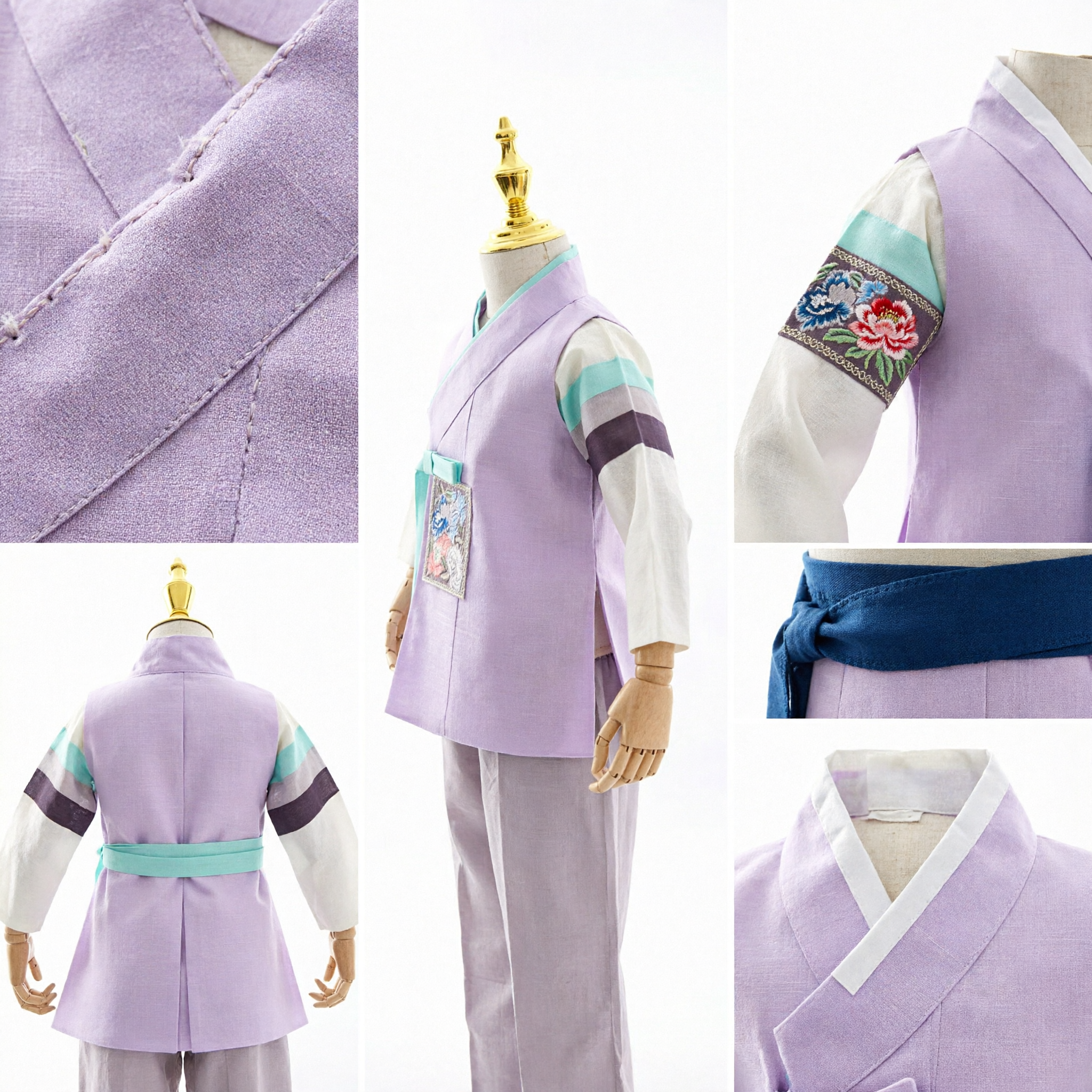 Traditionelles koreanisches Hanbok-Kostüm für Kinder, Jungen, lila antikes Gelehrten- und Beamtenoutfit für Feste - Asian Costume