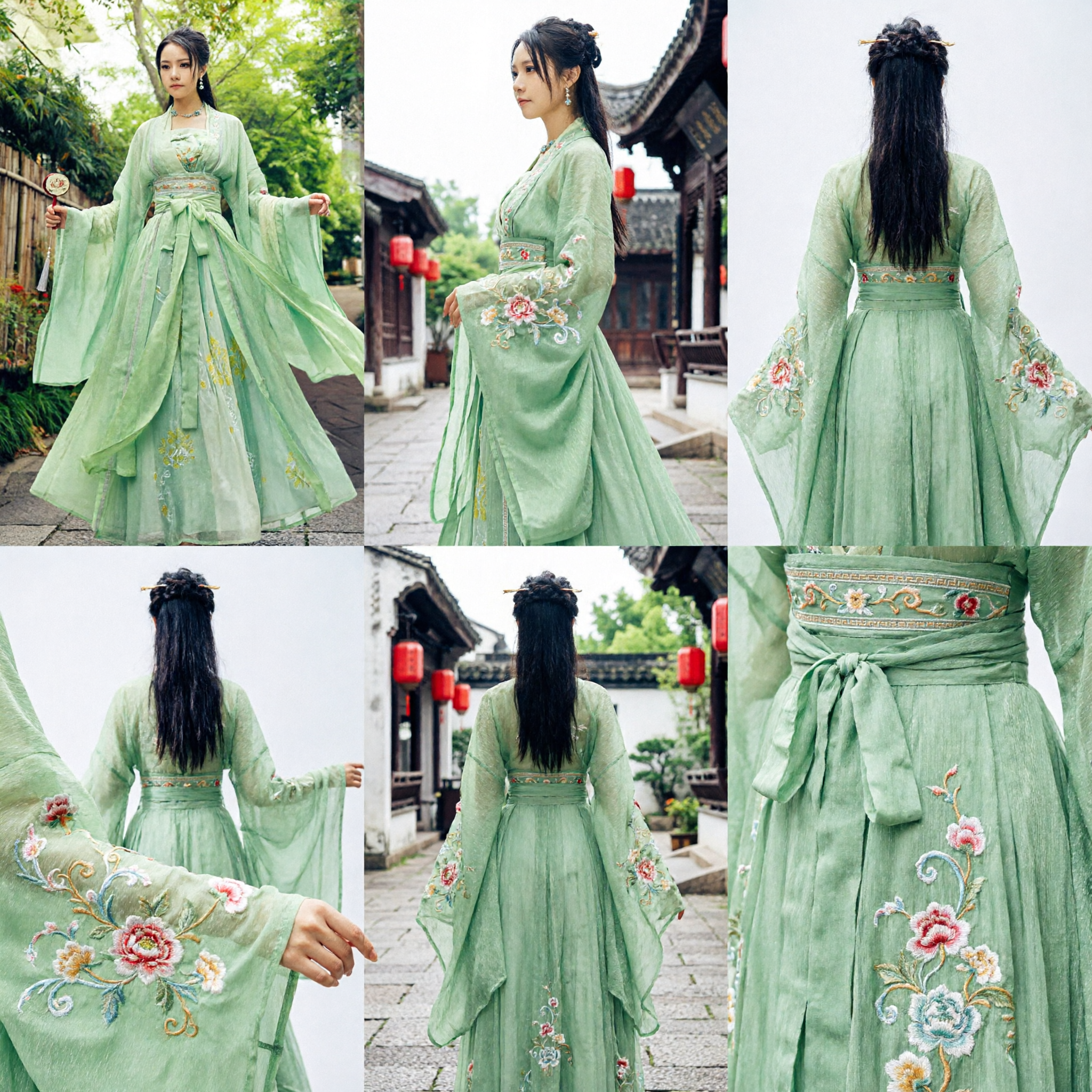 Traje de Hada Antigua Hanfu Tradicional Chino Verde para Mujeres Vestido Estilo Dinastía Tang para Cosplay y Fotografía - Asian Costume