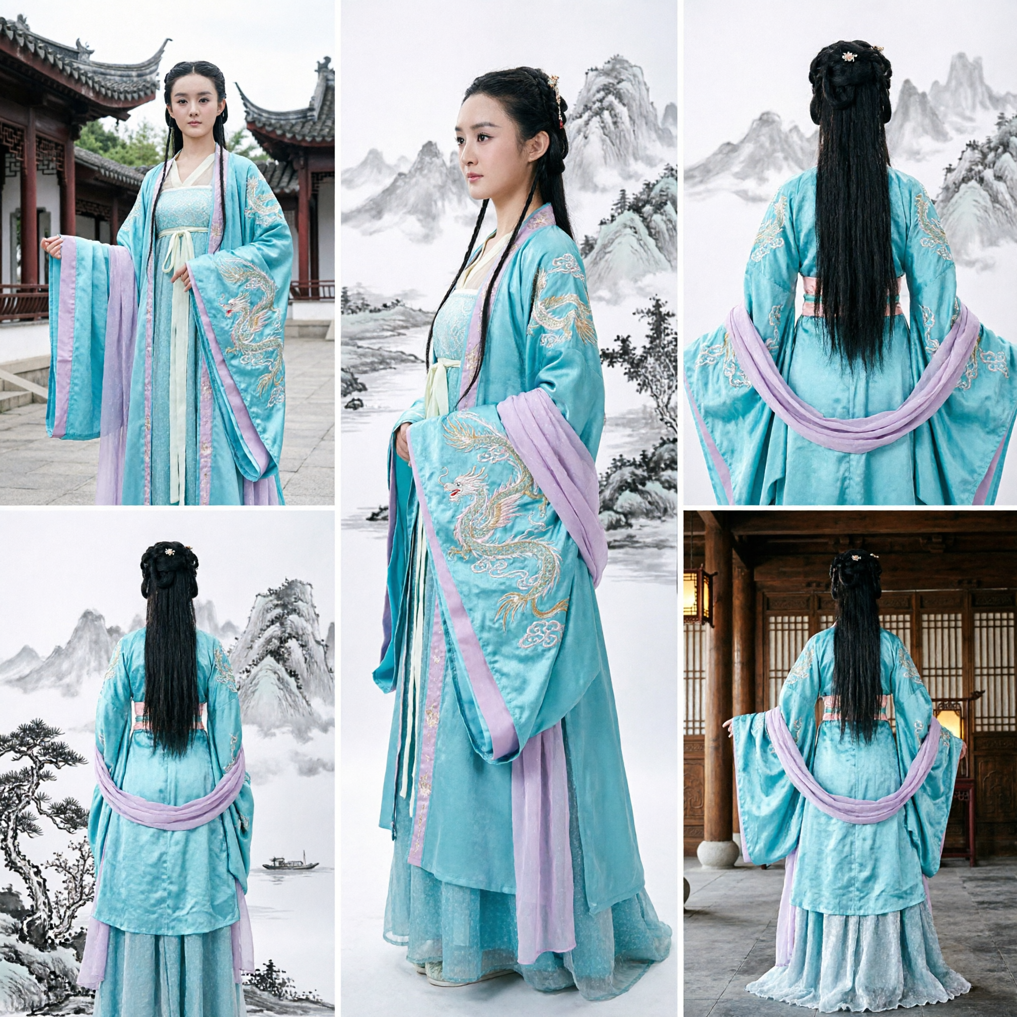 Costume Hanfu Blu Antico Cinese Abito da Principessa Tradizionale della Dinastia Tang da Fata per Donne Cosplay - Asian Costume