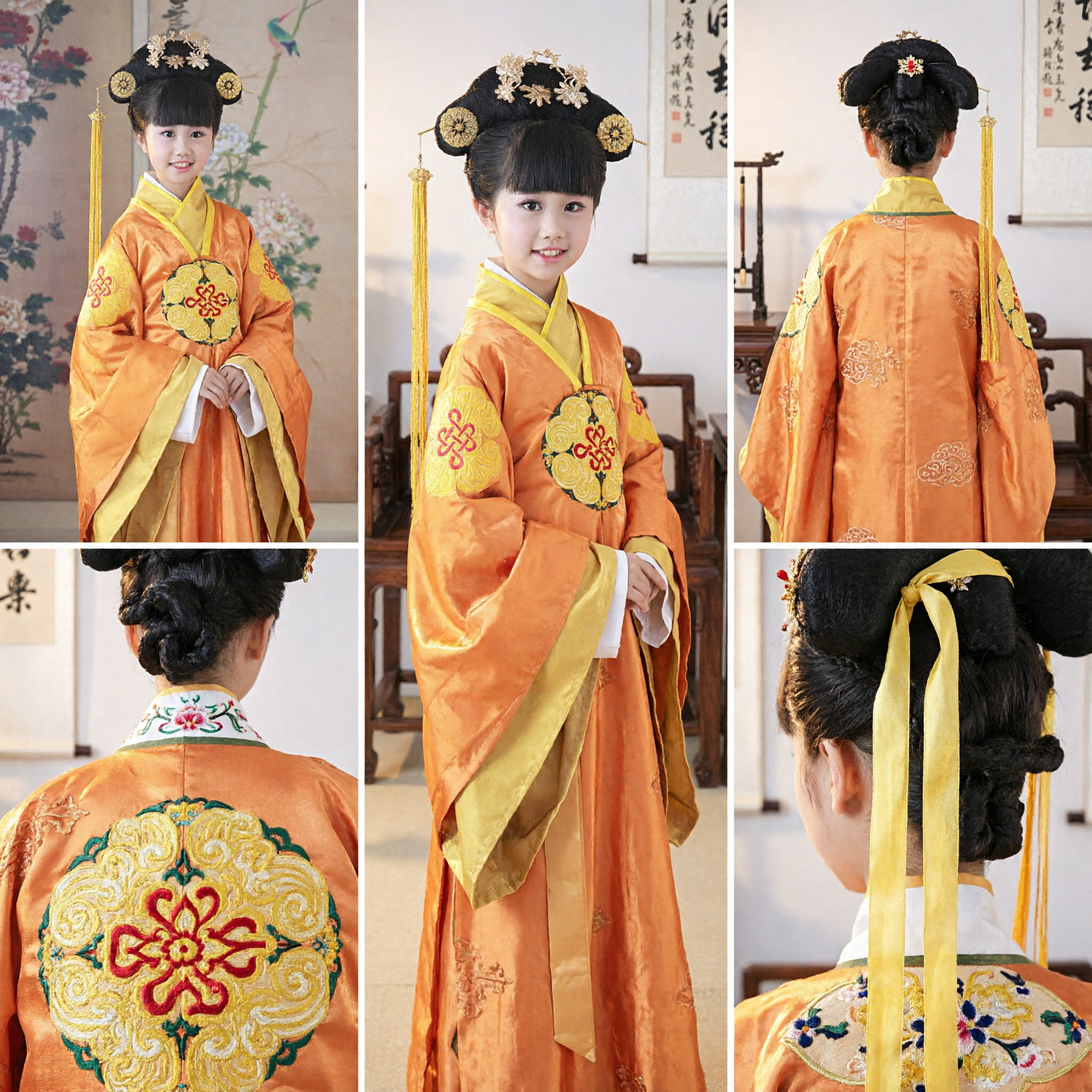 Meisjes Traditioneel Chinese Hanfu Kostuum Oud Tang-dynastie Prinsesjurk voor Kinderen Optreden - Asian Costume