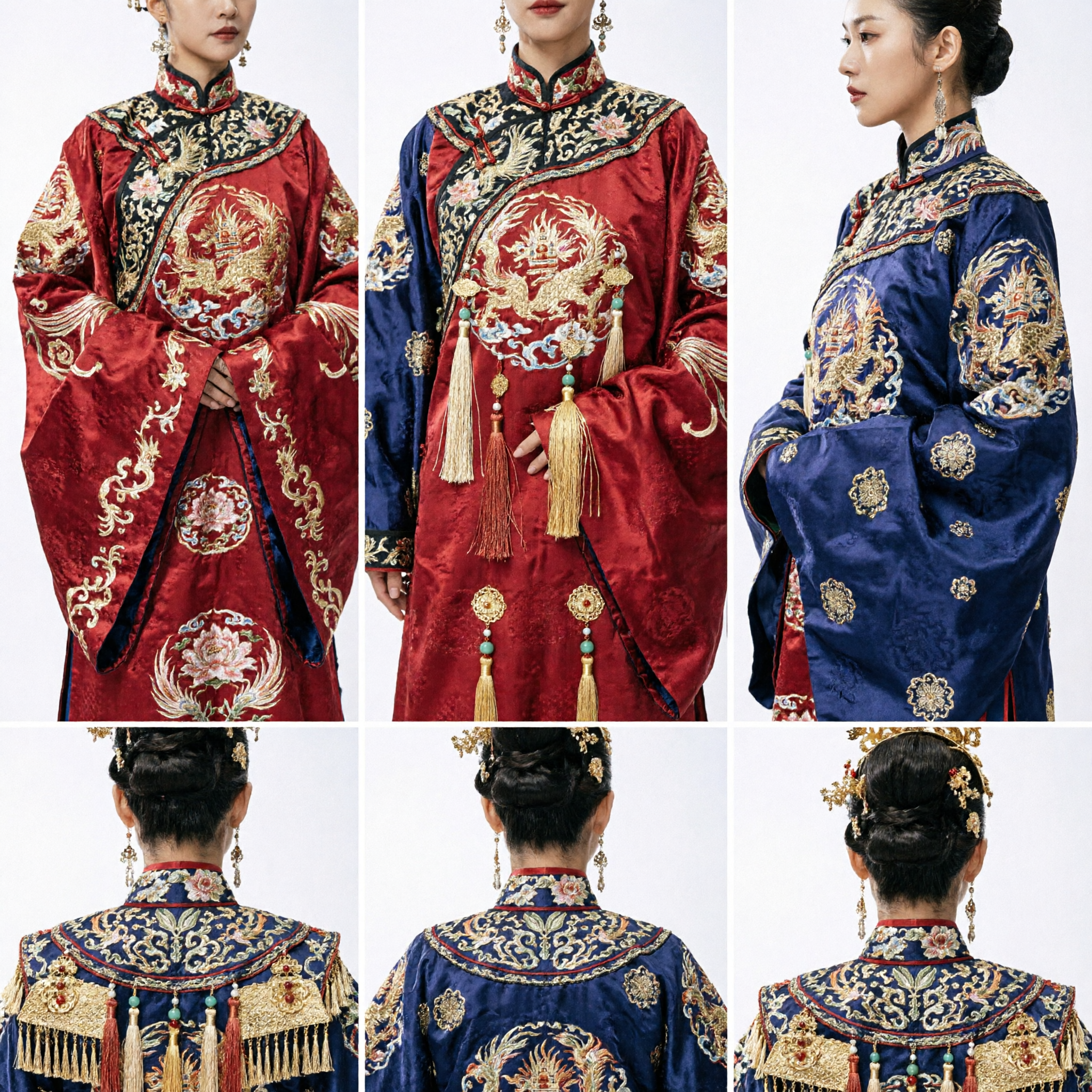 Robe de Mariage Traditionnelle Chinoise Rouge - Costume de Mariée Hanfu de la Dynastie Ming avec Broderie Dorée pour Femme - Asian Costume