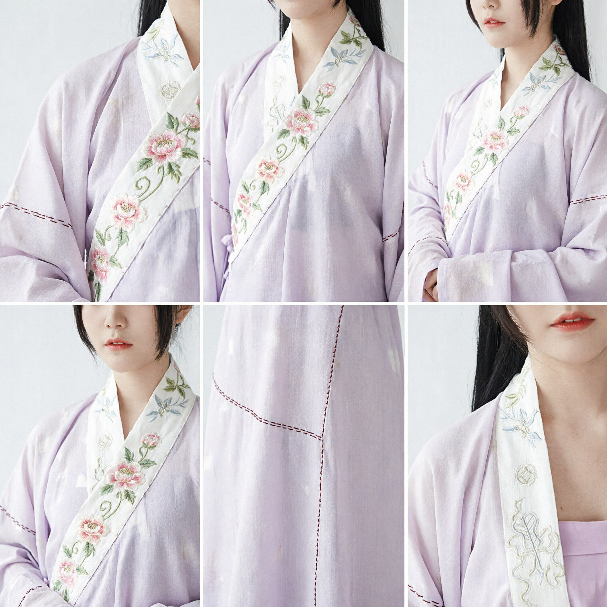 Starochińska peruka Hanfu z kwiatowymi akcesoriami i tradycyjnymi czarnymi włosami dla kobiet do kostiumu cosplay - Asian Costume