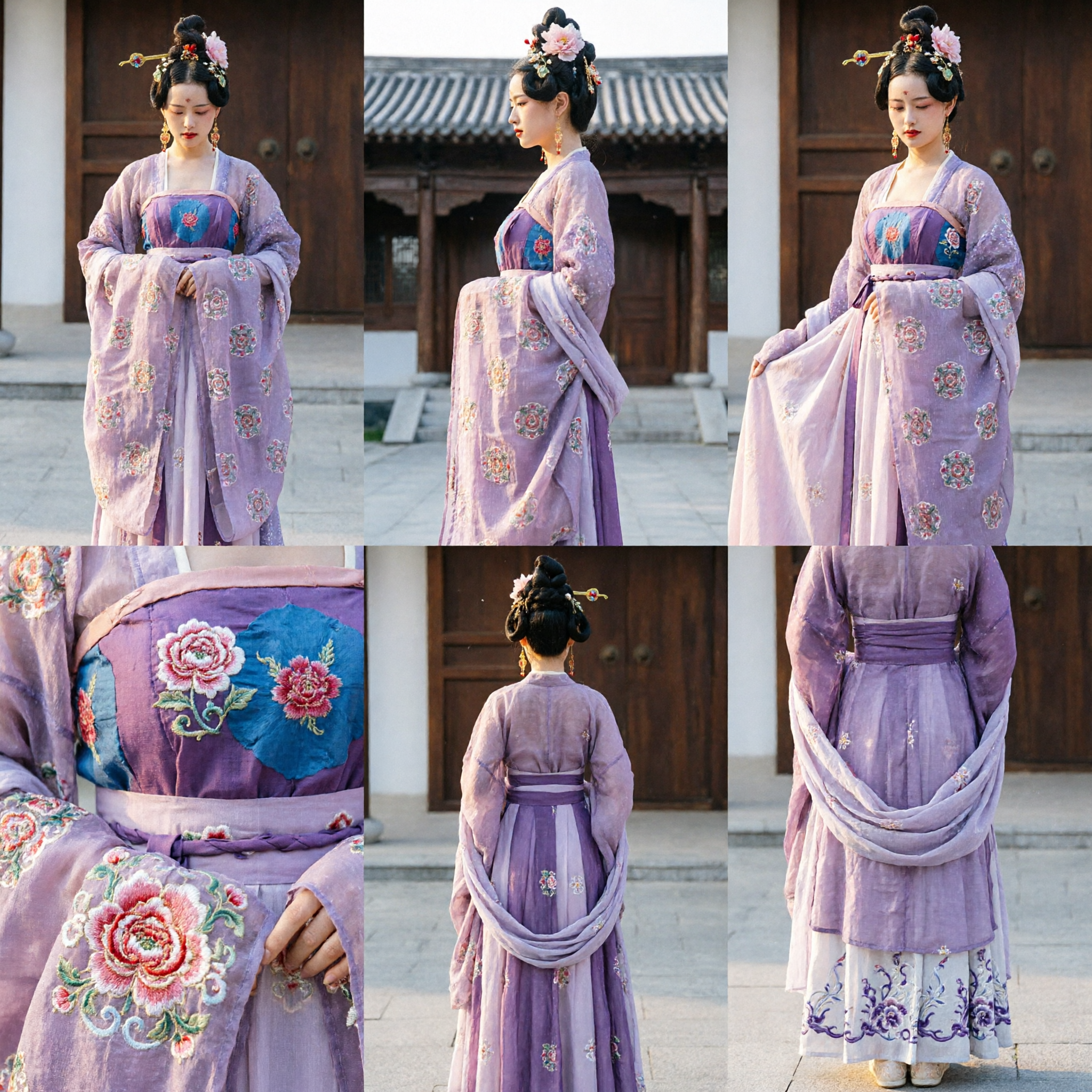 Traditioneel Chinese Tang-dynastie Hanfu Kostuum Oud Paleis Prinses Roze Paarse Jurk voor Vrouwen - Asian Costume