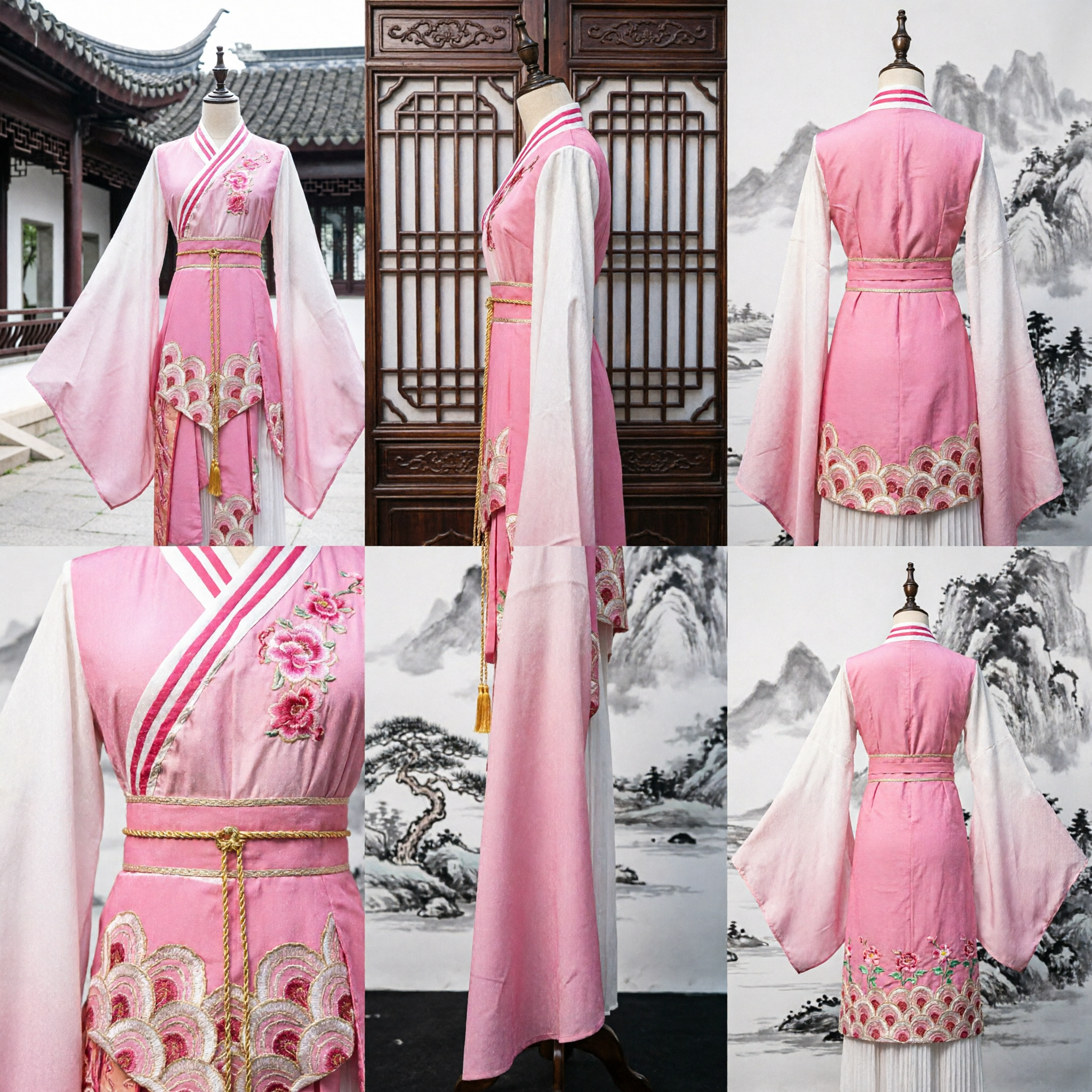 Różowy tradycyjny chiński Hanfu, starożytny strój boginki dla kobiet na cosplay i występy sceniczne - Asian Costume