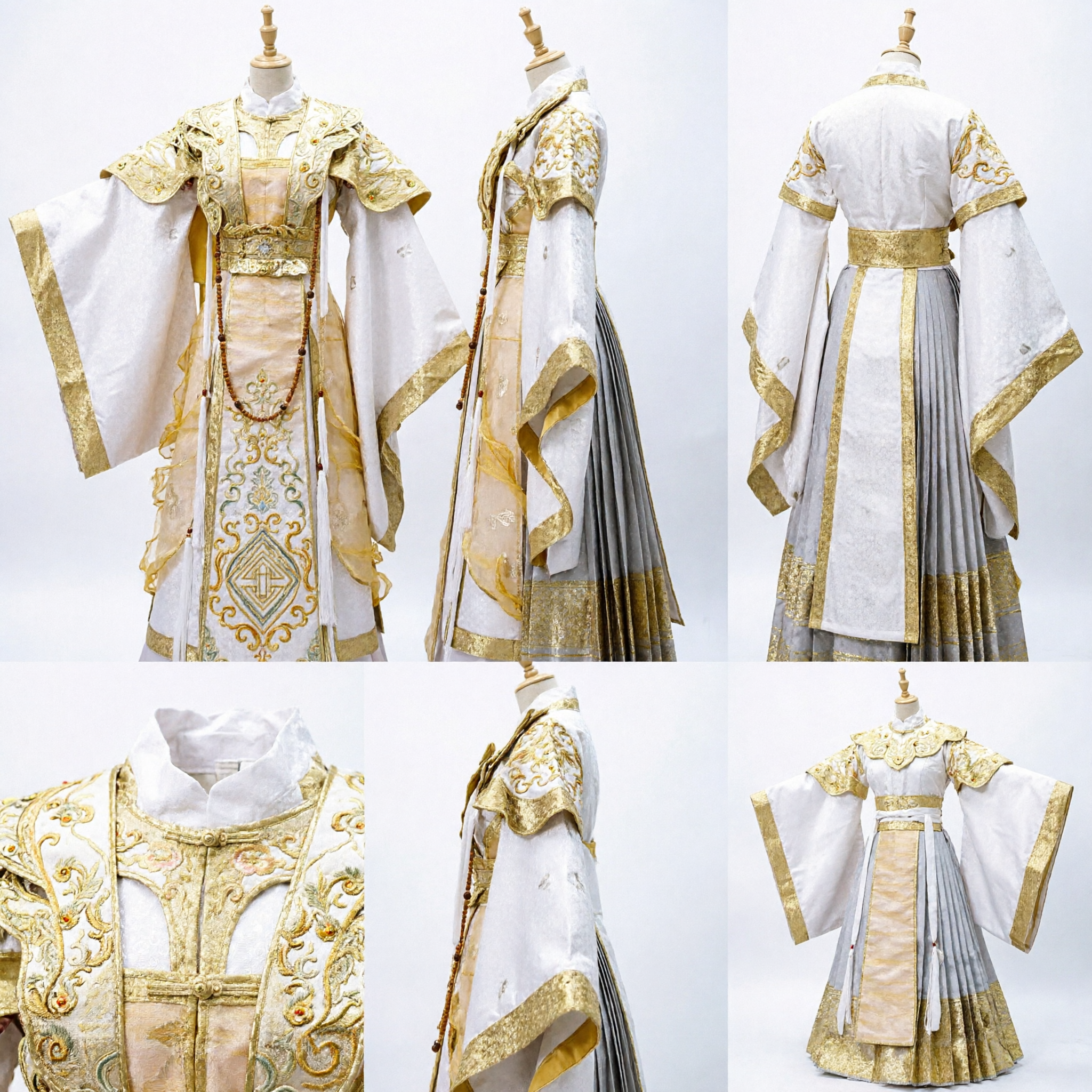 Costume d'Impératrice Chinoise Ancienne Robe Hanfu Traditionnelle Blanc et Or pour Femmes pour Spectacles sur Scène et Cosplay - Asian Costume