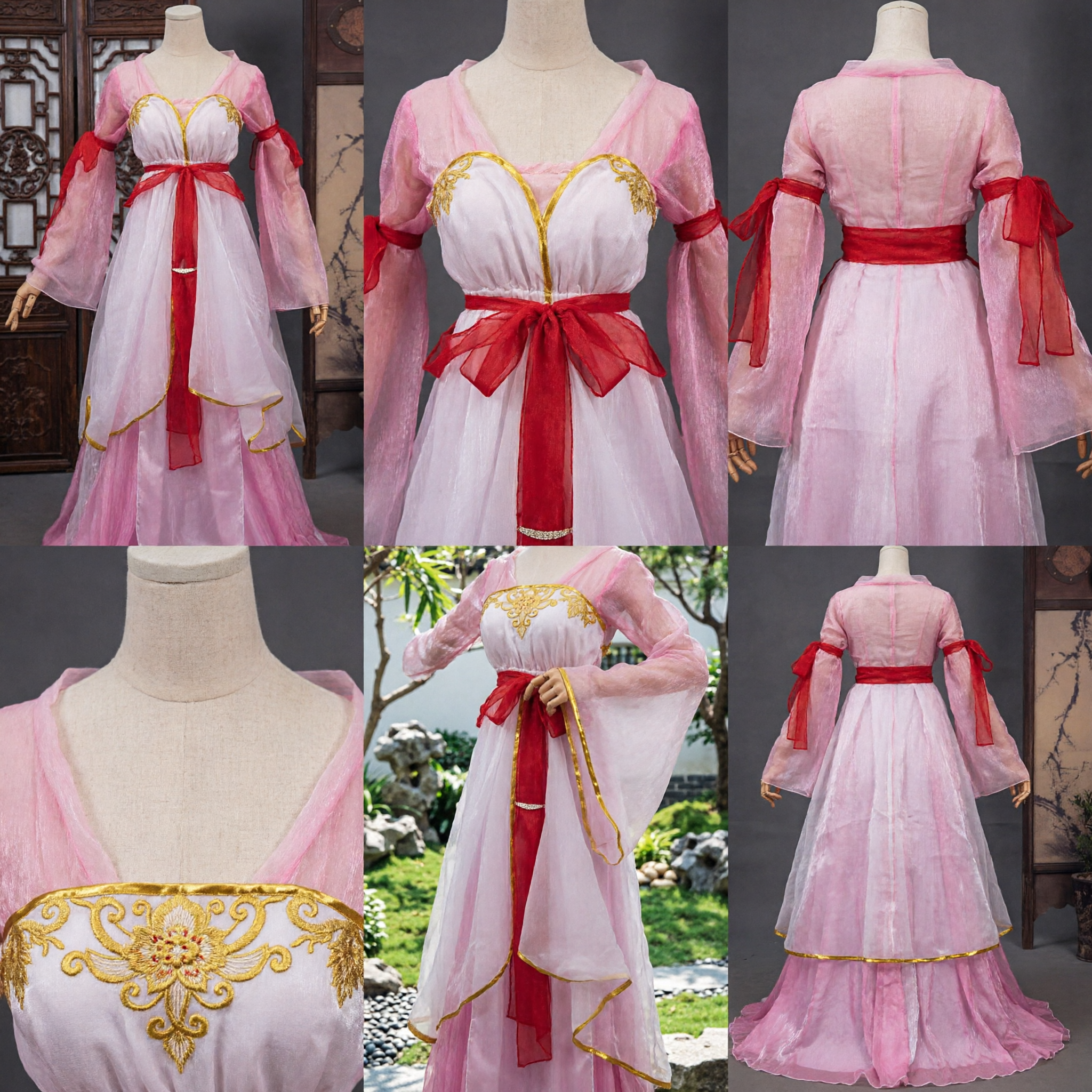 Abito Hanfu Rosa Tradizionale Cinese Costume da Principessa Fata della Dinastia Tang per Donne Cosplay e Spettacoli - Asian Costume