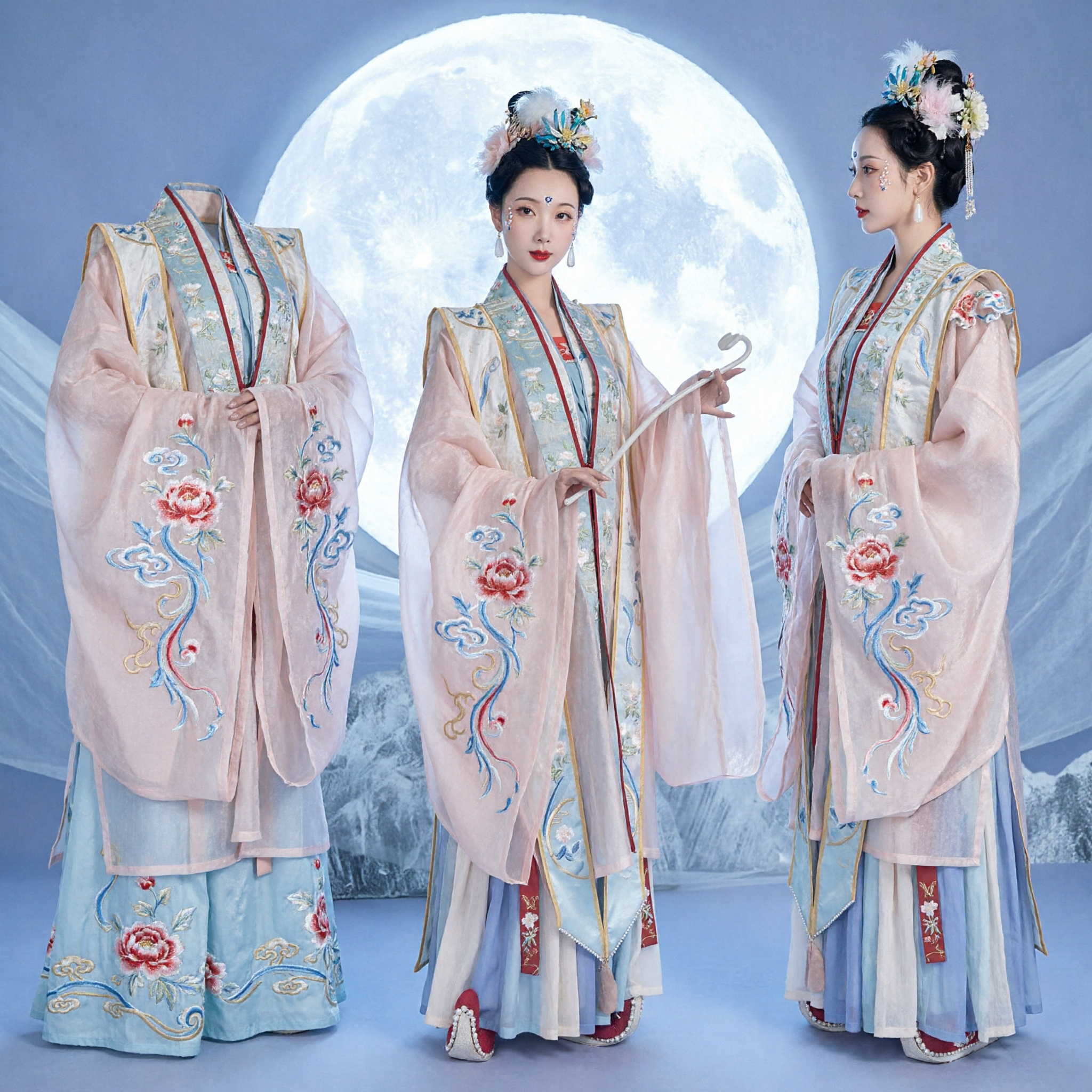 Chinese Traditional Tang Dynasty Hanfu Costume Women Ancient Princess Fairy Dress Chang'e Moon Goddess Outfit - Asian Costume