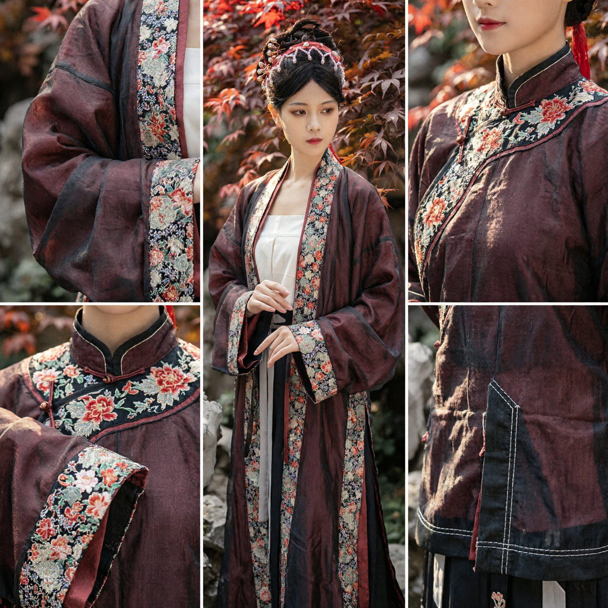 Elegante Traje Tradicional Hanfu da Dinastia Song Chinês para Mulheres, Conjunto de Vestido Histórico Antigo com Bordado Floral para Cosplay - Asian Costume