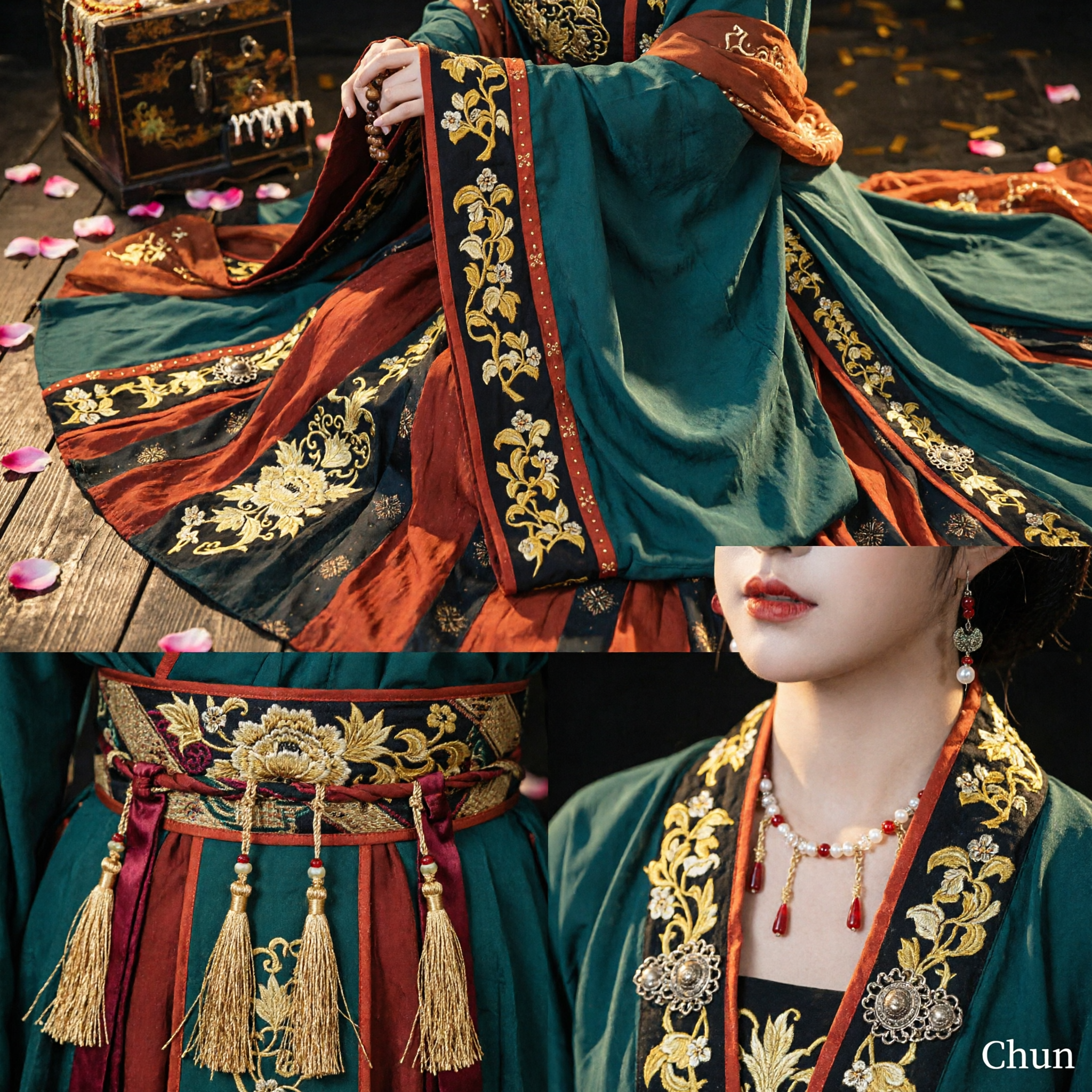 Elegante Hanfu de la Dinastía Tang, Traje Tradicional Chino Antiguo, Túnica Verde Bordada para Mujeres Cosplay - Asian Costume