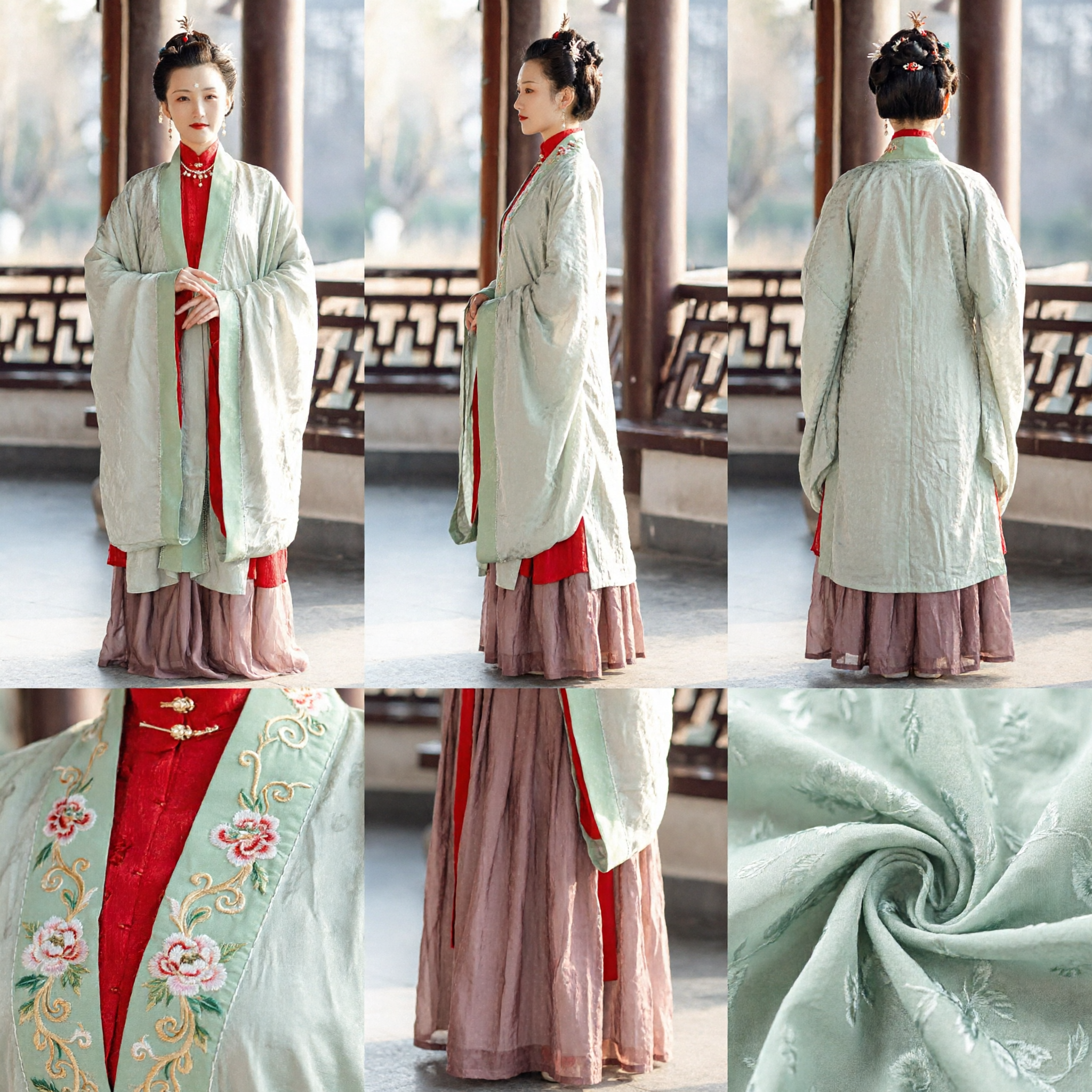 Elegante Traje Tradicional Chino Hanfu Antiguo Verde para Mujeres, Vestido de Drama Histórico de Época con Túnica en Capas - Asian Costume