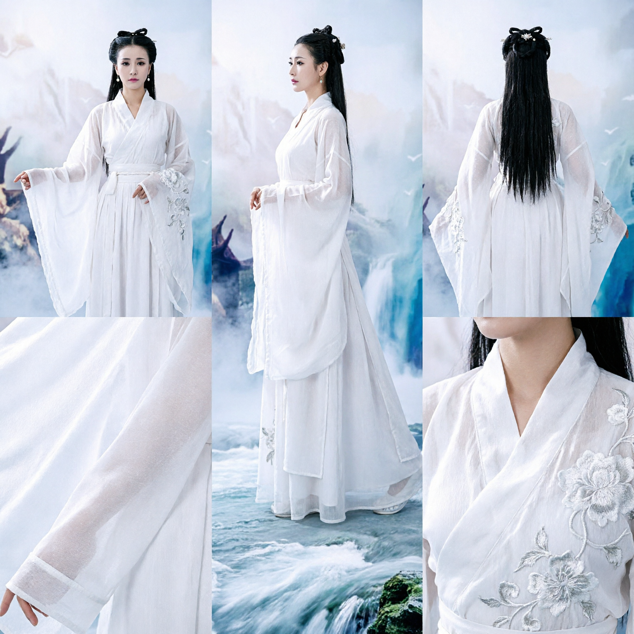 Hanfu chinois blanc élégant, robe traditionnelle ancienne de fée pour femmes (photographie, spectacle, cosplay) - Asian Costume