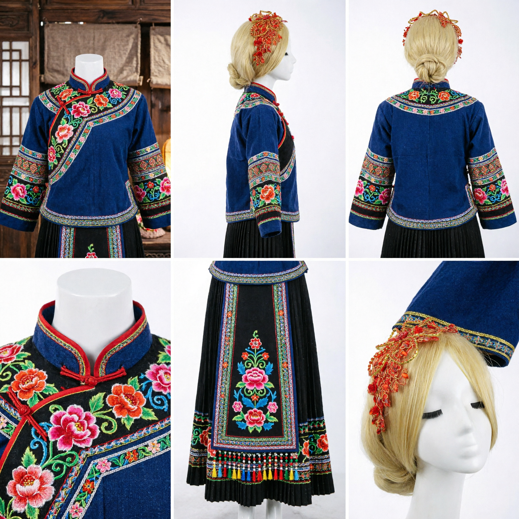 Épingle à cheveux phénix or et rouge exquise traditionnelle chinoise, coiffe pour mariée costume Hanfu - Asian Costume