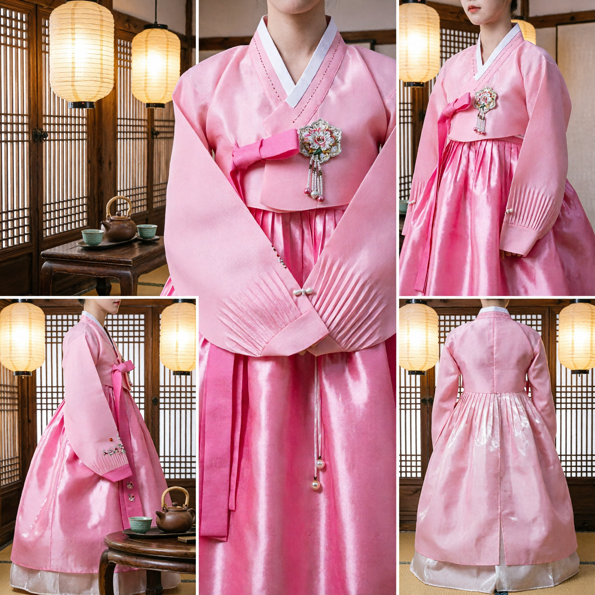 Robe Hanbok coréenne traditionnelle rose élégante pour femmes, costume de cérémonie de mariage et festival avec broderie - Asian Costume