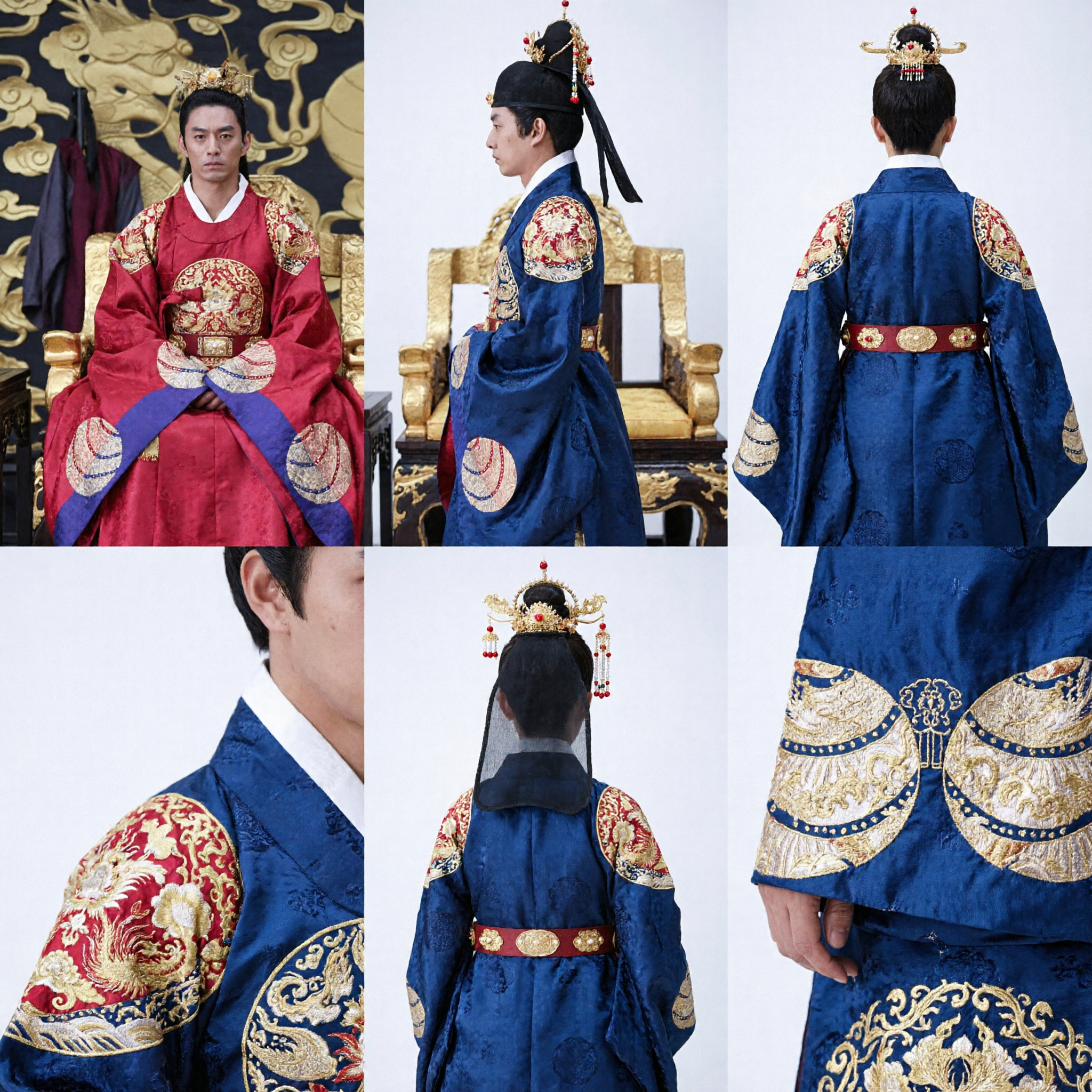 Traditional Korean Royal King and Queen Hanbok Costume Set for Couples Historical Cosplay Wedding - Asian Costume