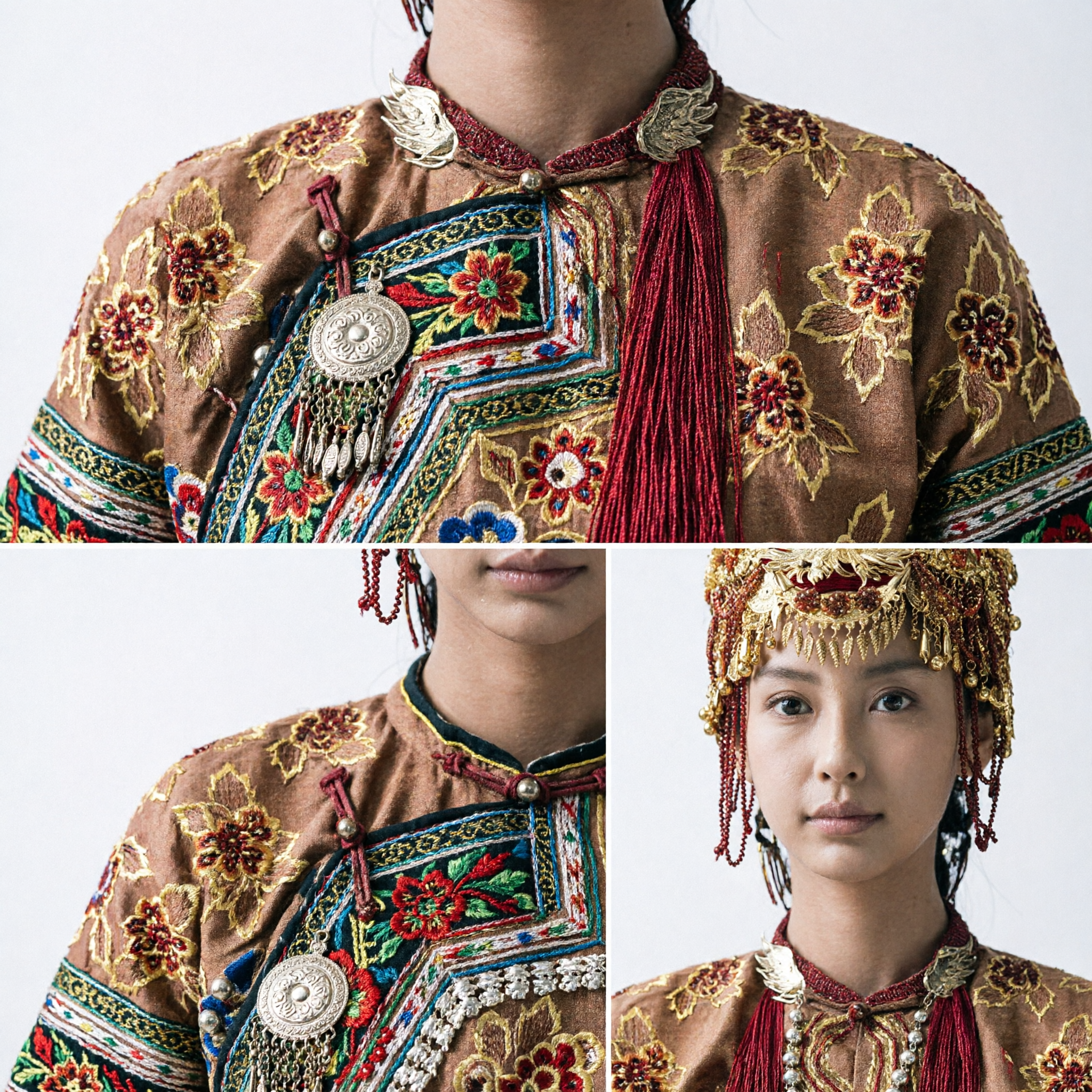 Traditional Chinese Bridal Crown Gold Plated Red Beaded Tassel Headdress for Ancient Wedding Hanfu Costume - Asian Costume