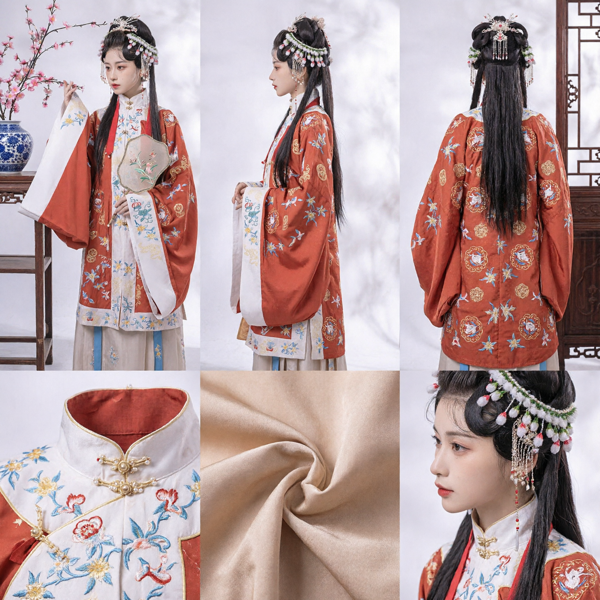 伝統的中国漢服 明朝様式刺繍ローブ古代衣装 女性用公式場面向け - Asian Costume