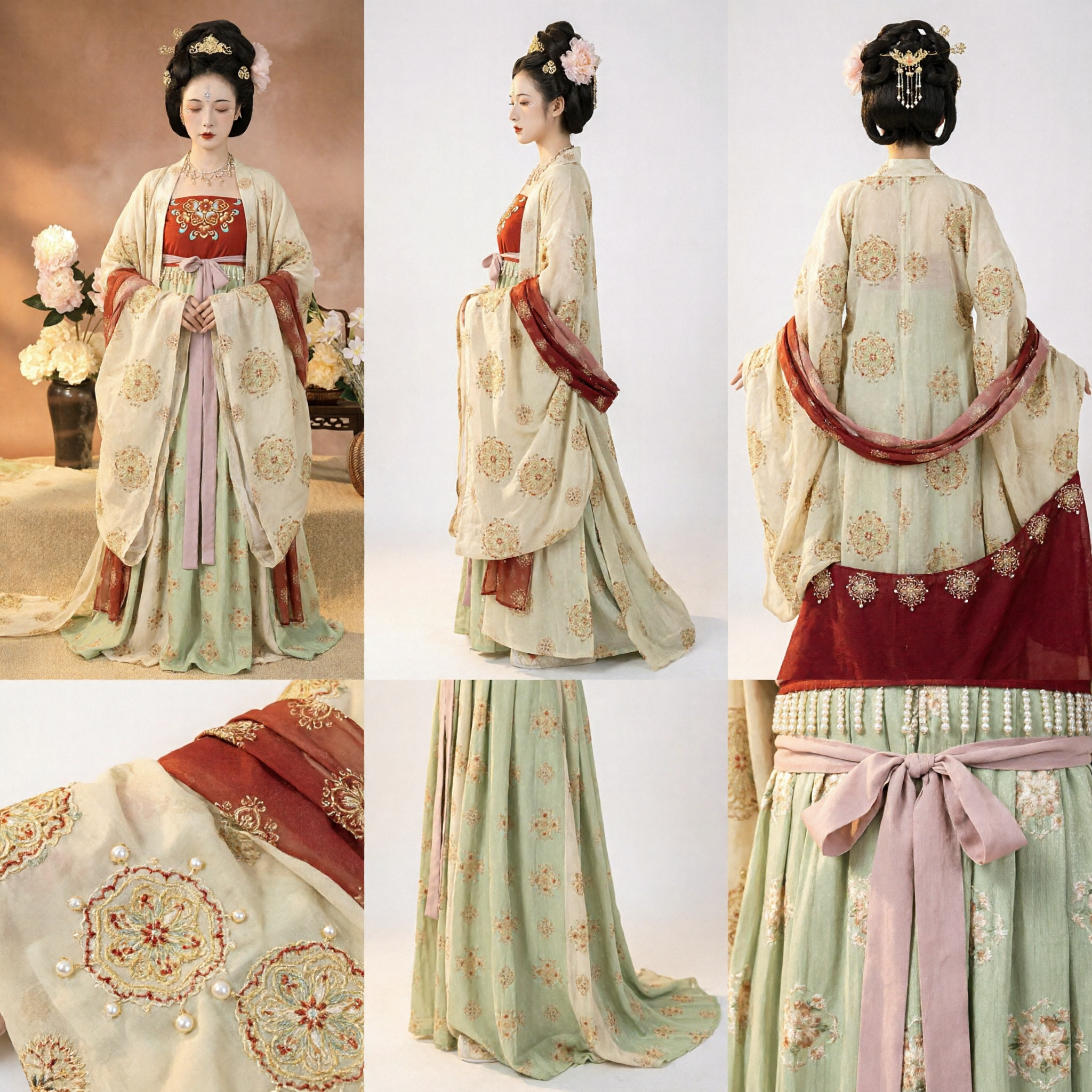 Traditioneel Chinees Tang-dynastie Hanfu-kostuum voor Vrouwen Elegante Paleisdame Historische Jurk met Bloemenborduursel - Asian Costume