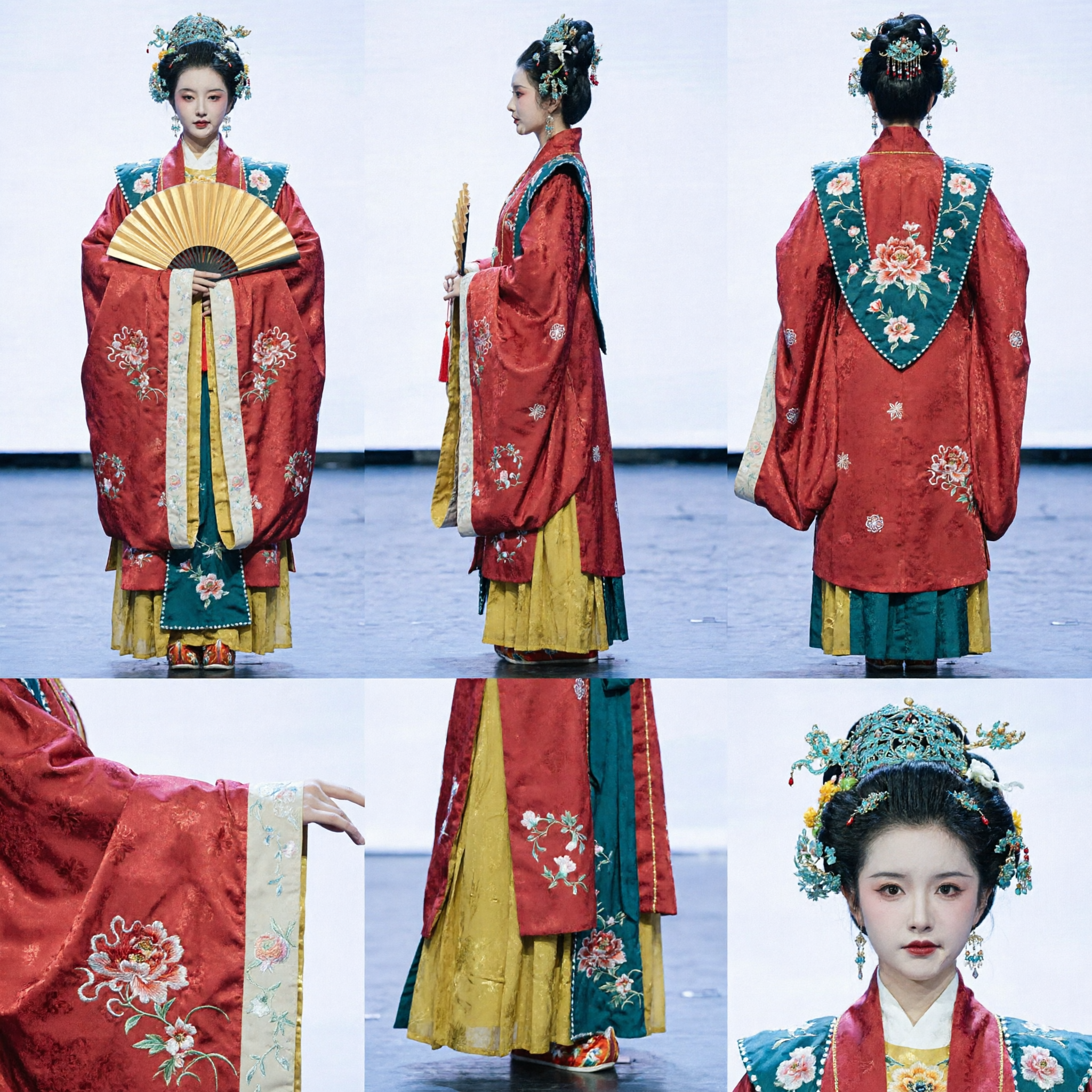 伝統中国漢服赤刺繍ローブ 明王朝スタイル古代衣装 女性用歴史演劇衣装 - Asian Costume