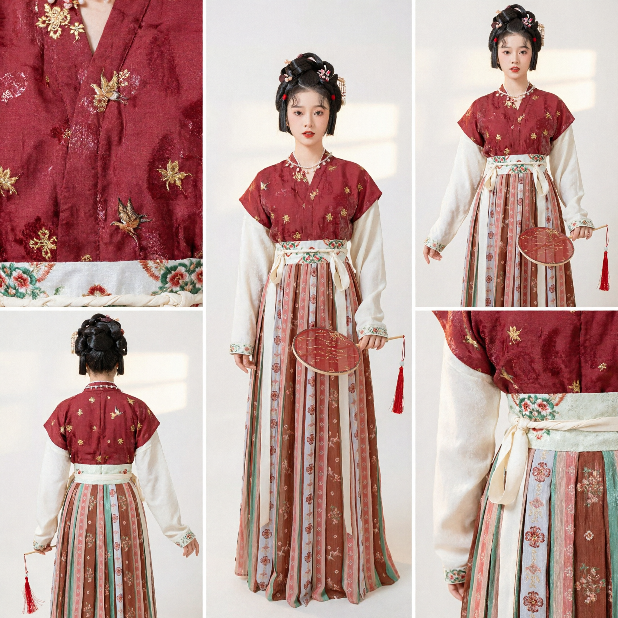 Traditionelles chinesisches Hanfu-Kleid für Frauen, Tang-Dynastie-Stil, besticktes Ruqun-Kostüm für Feste und Veranstaltungen - Asian Costume