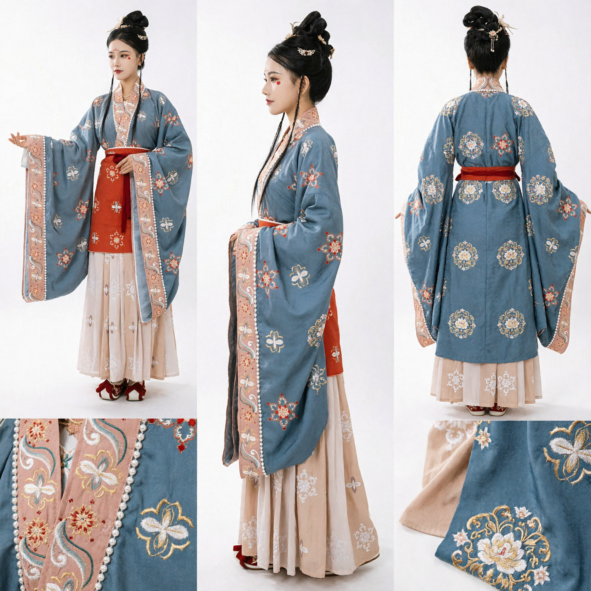 Vestido Hanfu Chinês Antigo Elegante Robe Tradicional Bordado para Mulheres para Cosplay Histórico e Performance no Palco - Asian Costume