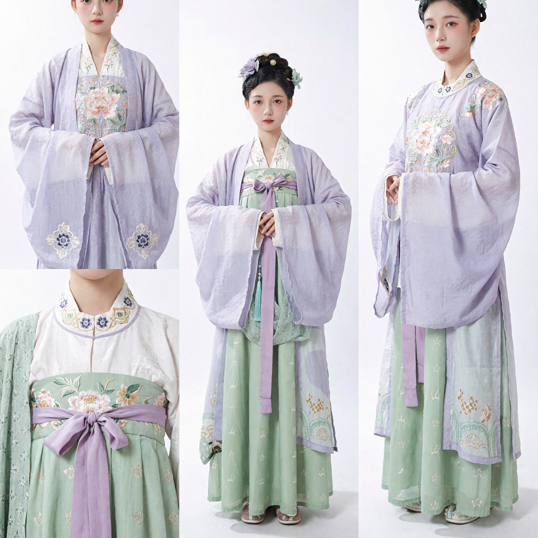 Costume Hanfu chinois traditionnel vert et violet de princesse ancienne de la dynastie Ming pour femmes, robe pour cosplay - Asian Costume