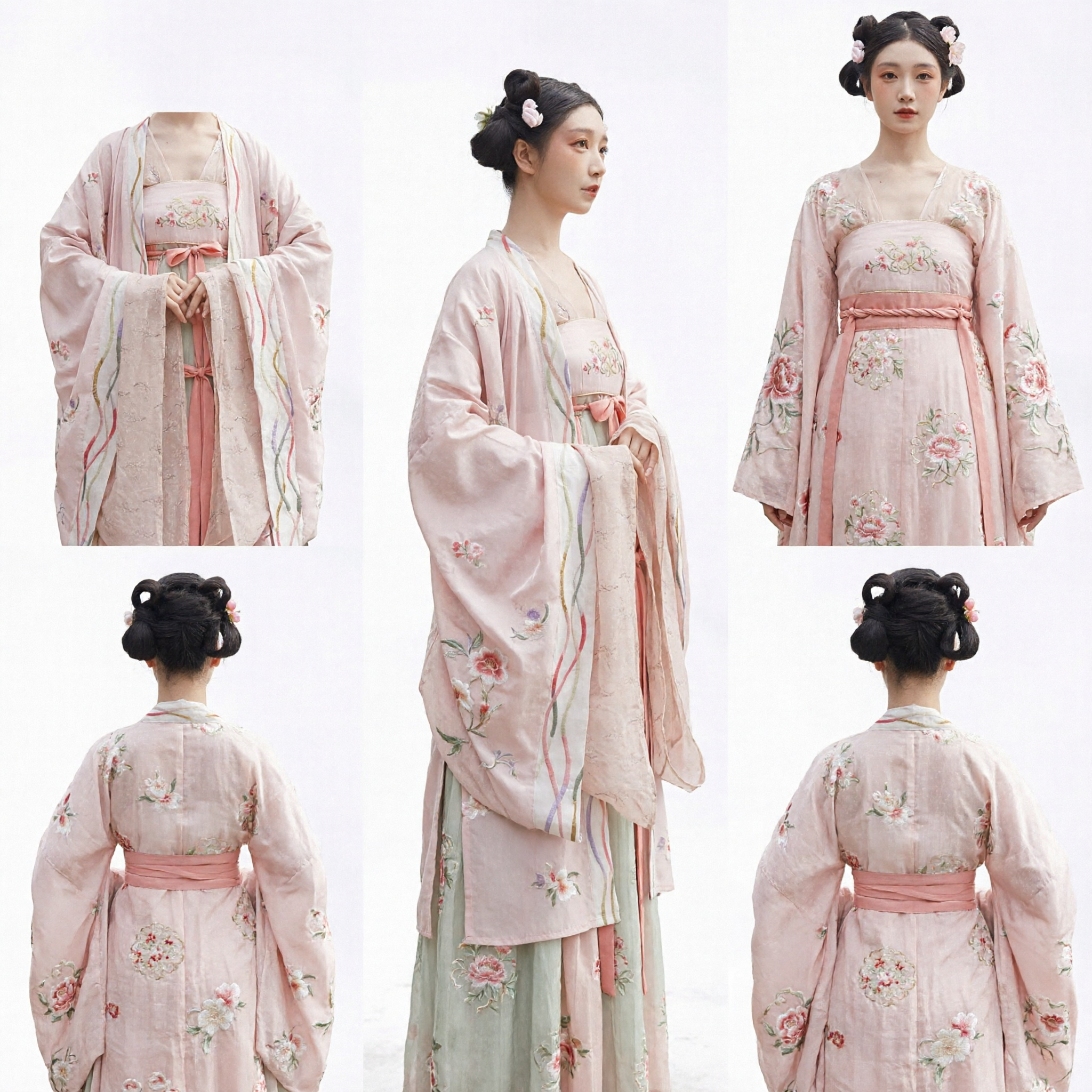 Elegante Traje Hanfu Tradicional Chino Rosa Antiguo Vestido de Hada con Bordado Floral para Mujeres - Asian Costume