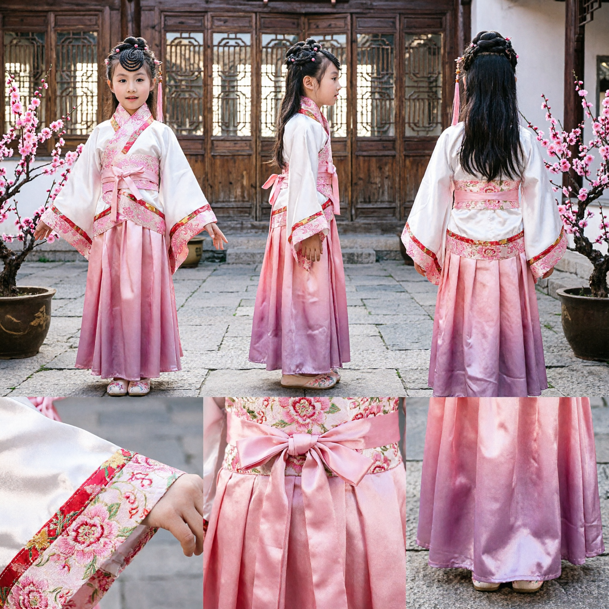 Mädchen-Traditionelles chinesisches Hanfu-Kostüm, antikes Prinzessinnenkleid, Kinder-Tang-Kleid, Aufführungsbekleidung in Rosa - Asian Costume