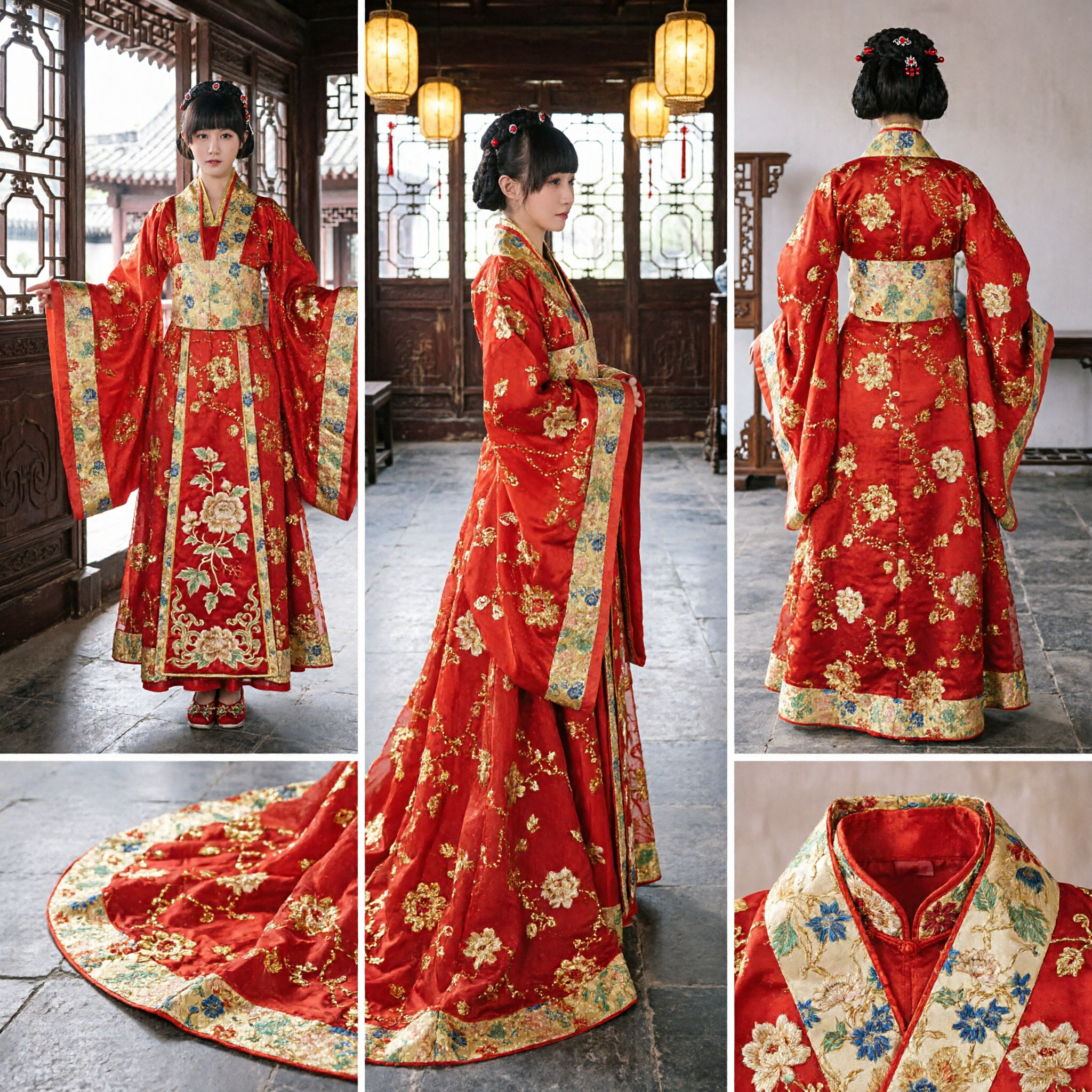 Vestido Hanfu Rojo Tradicional Chino para Niñas Traje Antiguo para Niños Túnica de Princesa Bordada para Presentaciones - Asian Costume
