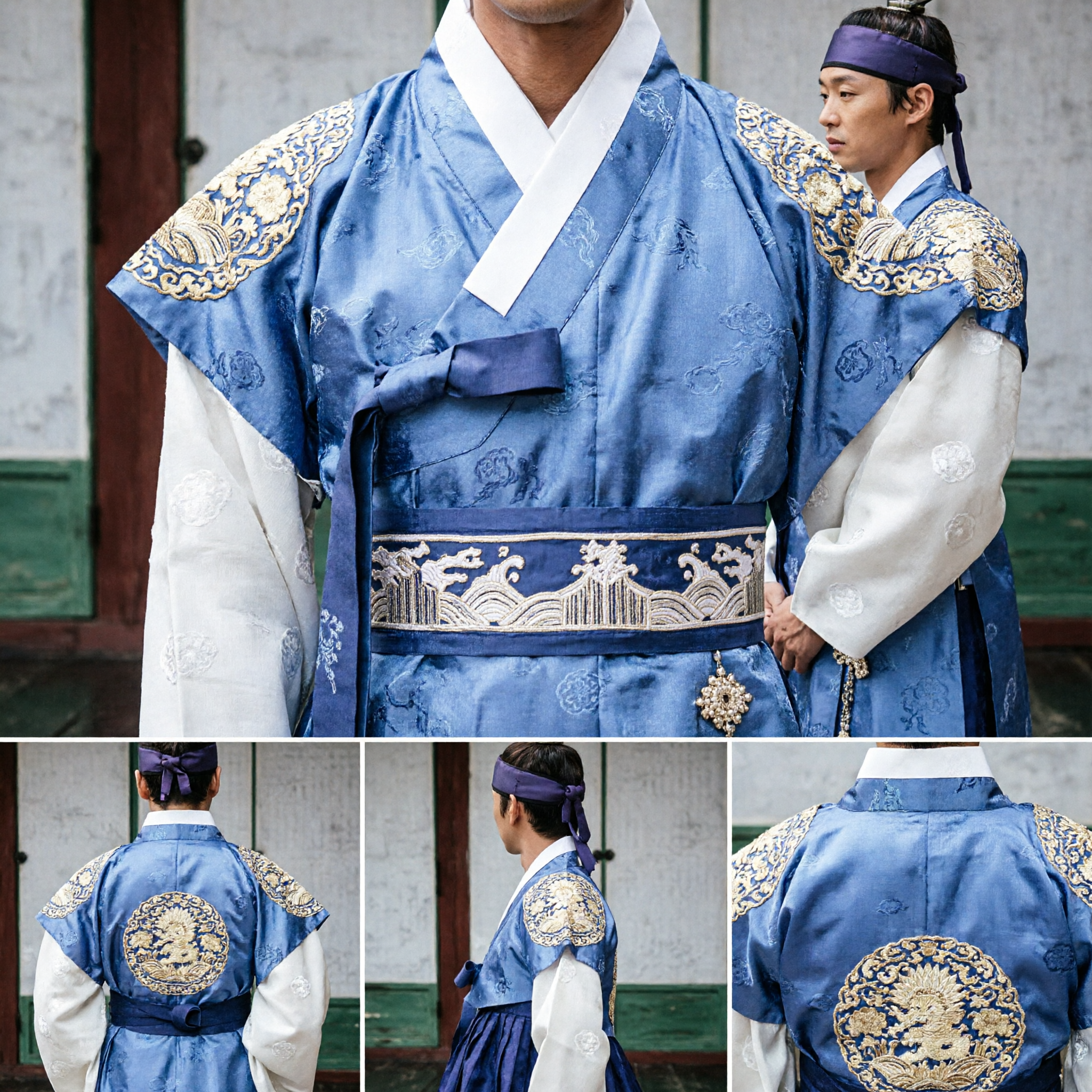 Costume historique coréen Hanbok pour homme, robe bleue traditionnelle pour mariages, événements culturels et spectacles - Asian Costume