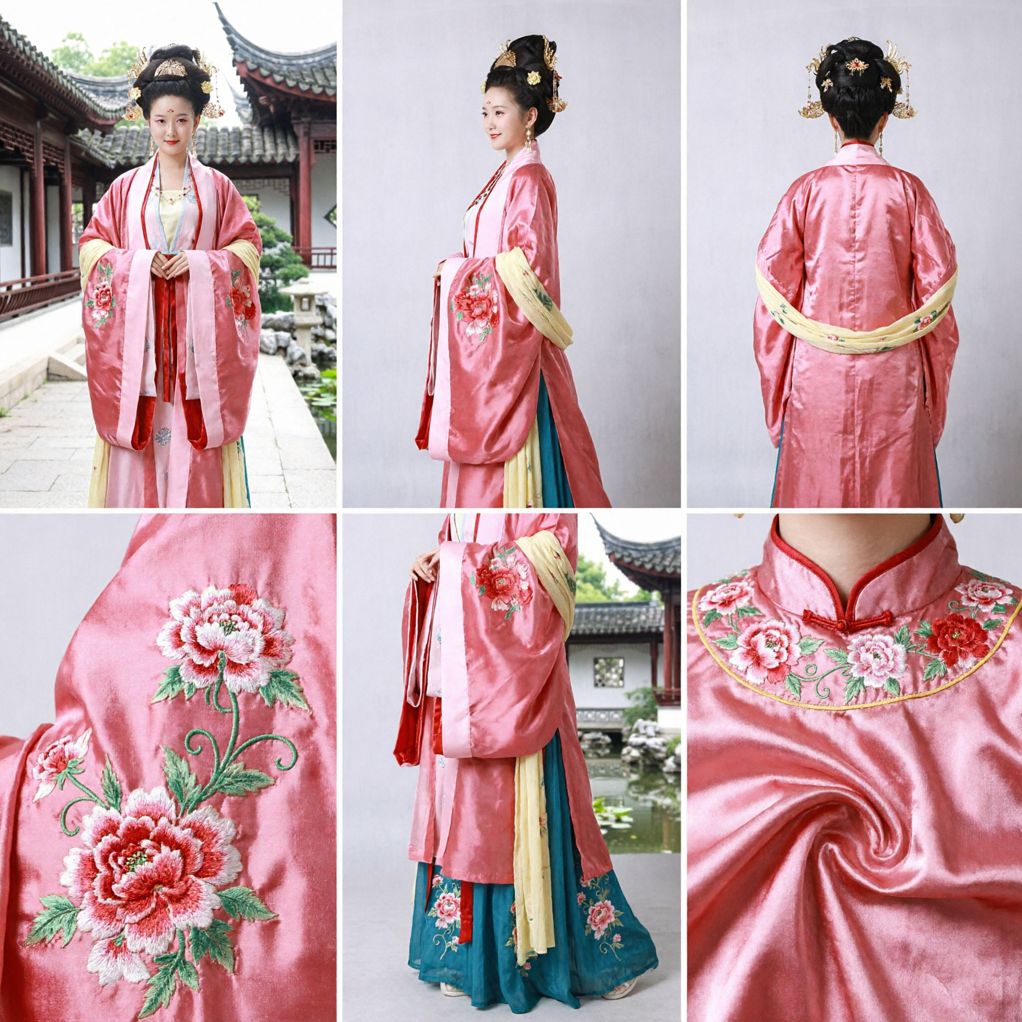 Traditional Chinese Tang Dynasty Palace Lady Hanfu Costume Pink Embroidered Ancient Dress for Women Cosplay - Asian Costume