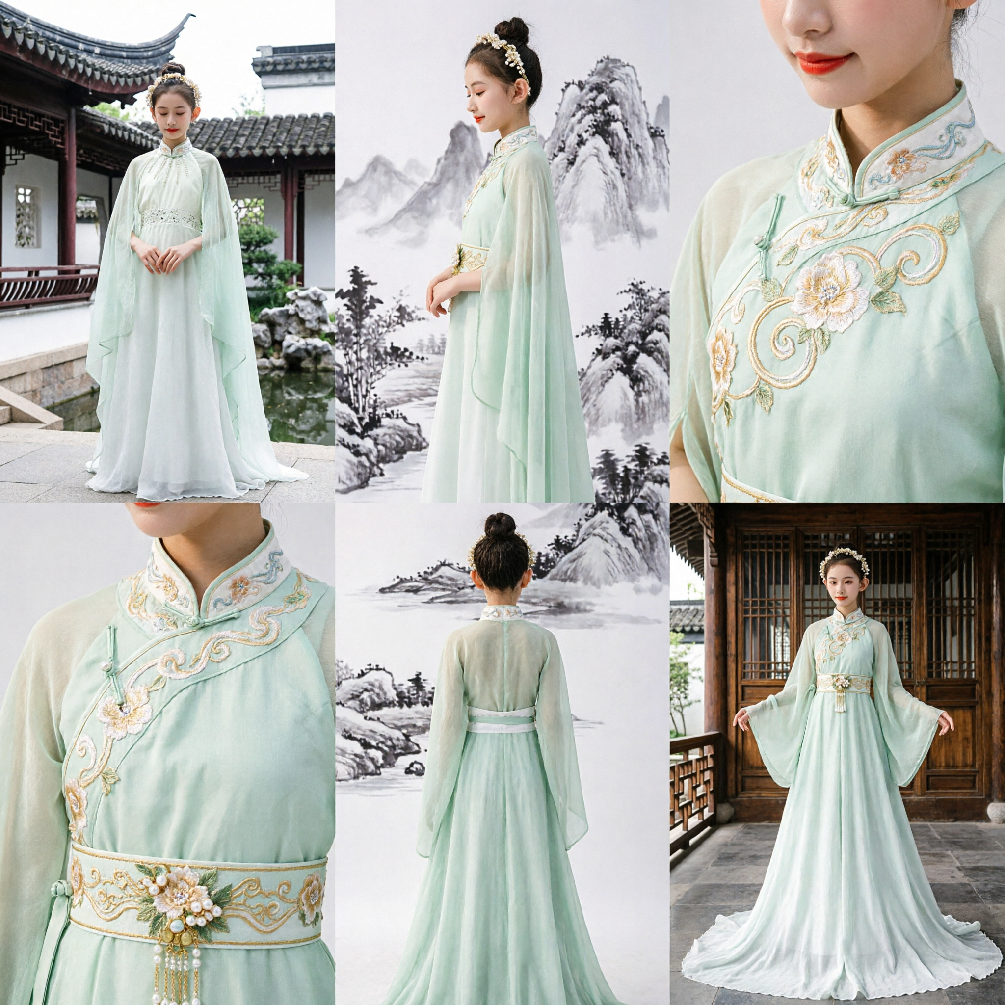 伝統中国漢服（Hanfu）フェアリードレス 古代衣装刺繍ケープガウン 女性用舞台パフォーマンス - Asian Costume