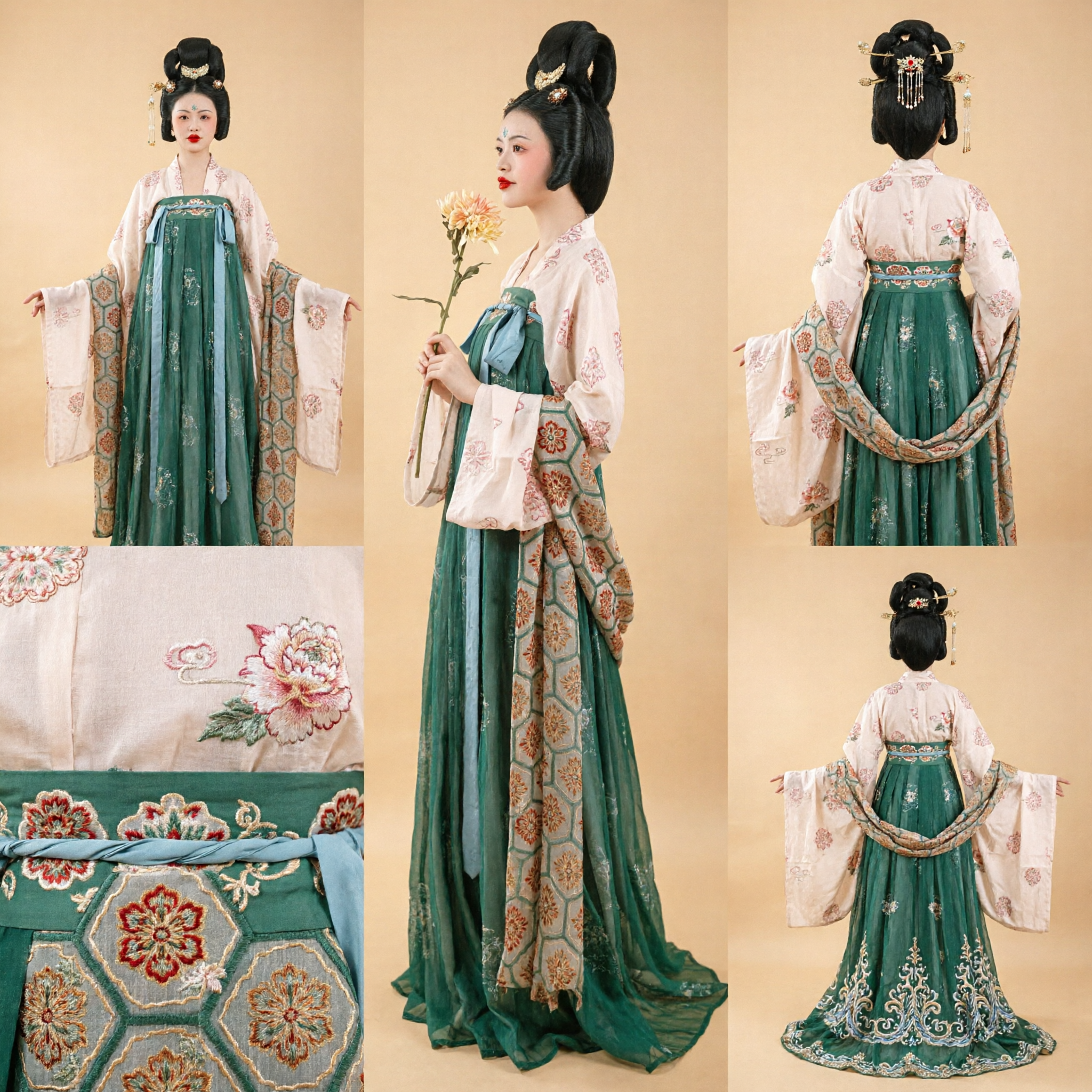 Antieke Chinese Tang Dynastie Paleis Dame Hanfu Kostuum Groene Ruqun Jurk Historische Cosplay voor Vrouwen - Asian Costume