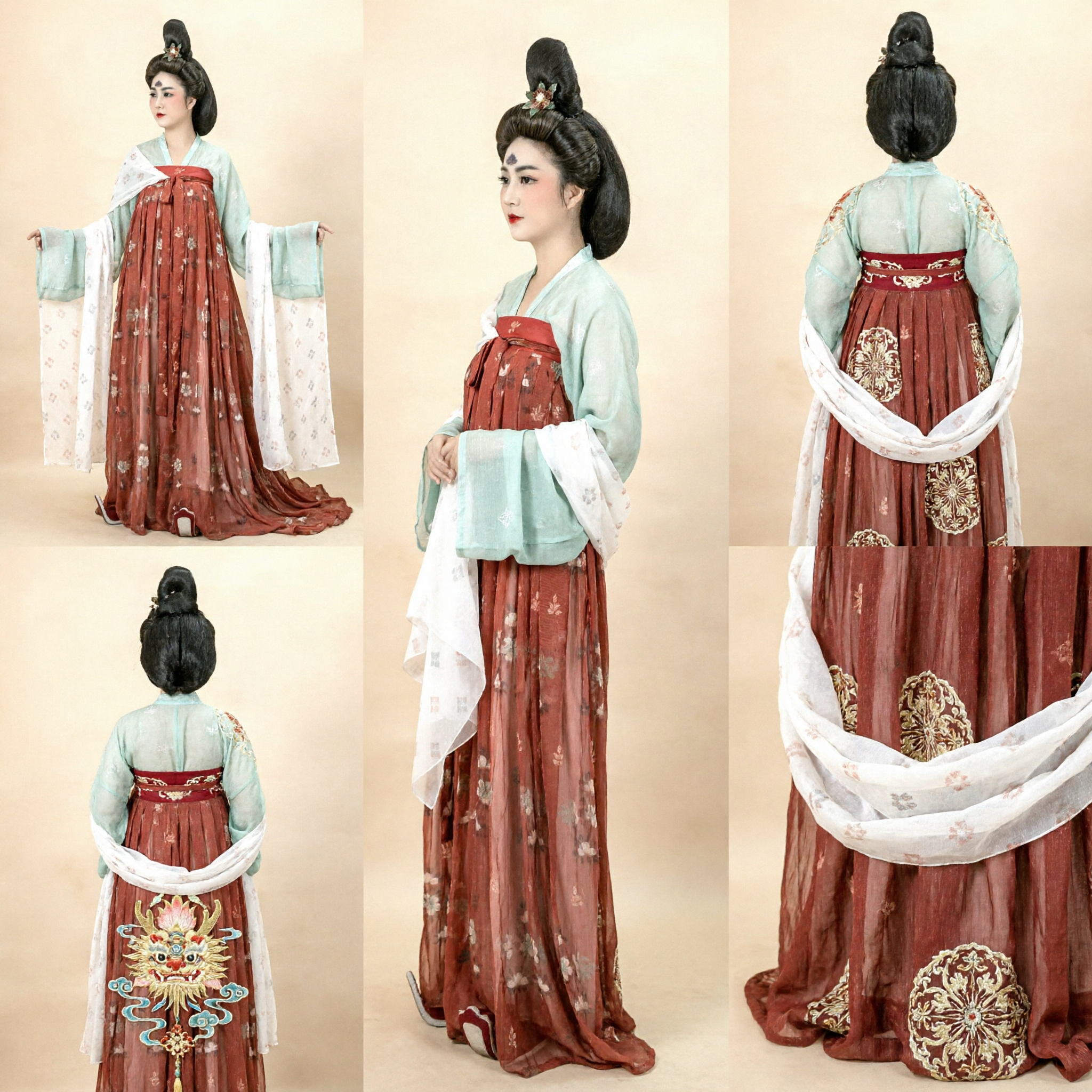 Traje Hanfu da Dinastia Tang Tradicional Chinês para Mulheres, Vestido Ruqun de Dama do Palácio Antigo para Cosplay e Apresentações - Asian Costume