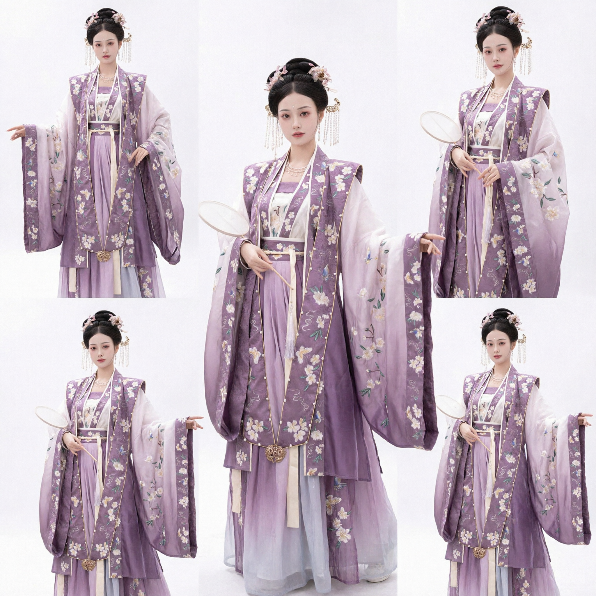 Elegant Purple Chinese Hanfu Traditional Tang Dynasty Costume Embroidered Fairy Clothing for Women Photoshoot - Asian Costume