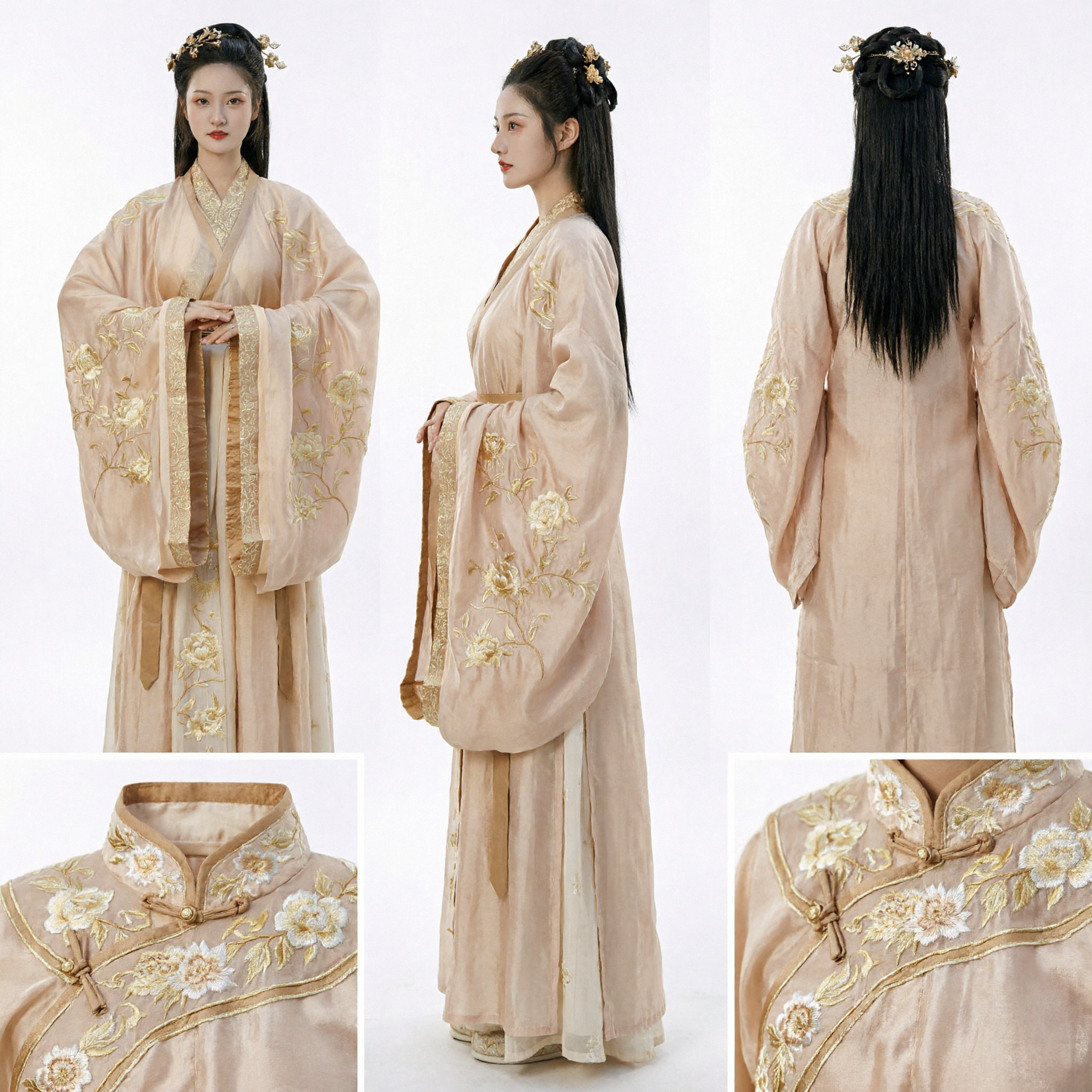 Costume Hanfu traditionnel chinois élégant, robe ancienne de princesse pour femmes, robe à manches larges brodée d'or pour performance - Asian Costume