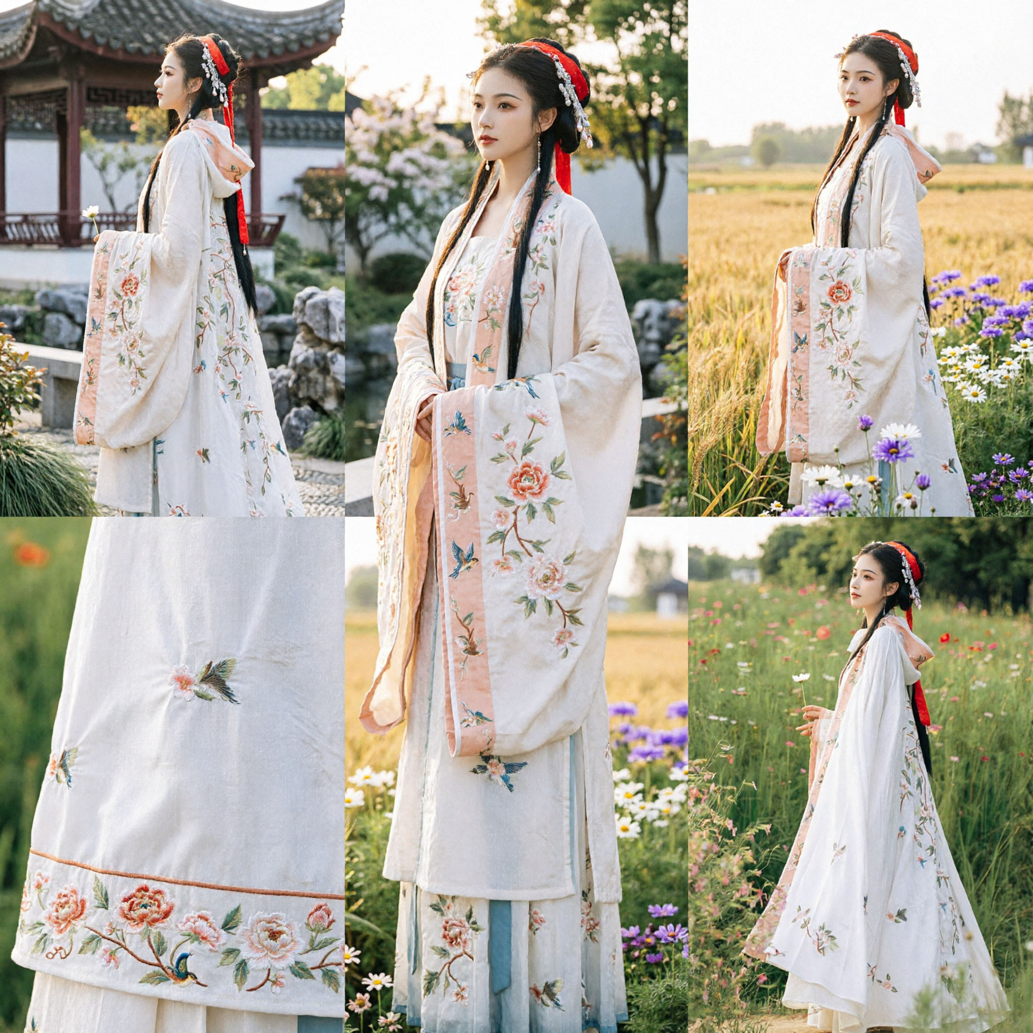 Robe Hanfu traditionnelle chinoise blanche élégante avec broderie florale - Costume de fée ancien pour photographie féminine - Asian Costume