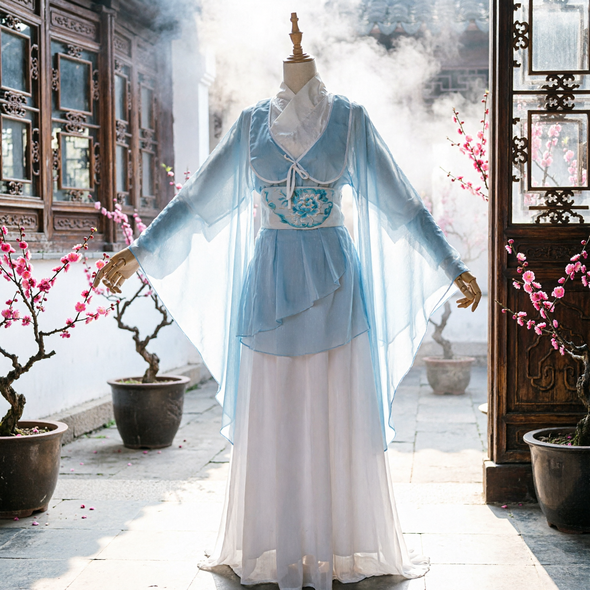 Traditional Chinese Hanfu Blue Fairy Dress Ancient Princess Costume for Women Cosplay Photography - Asian Costume