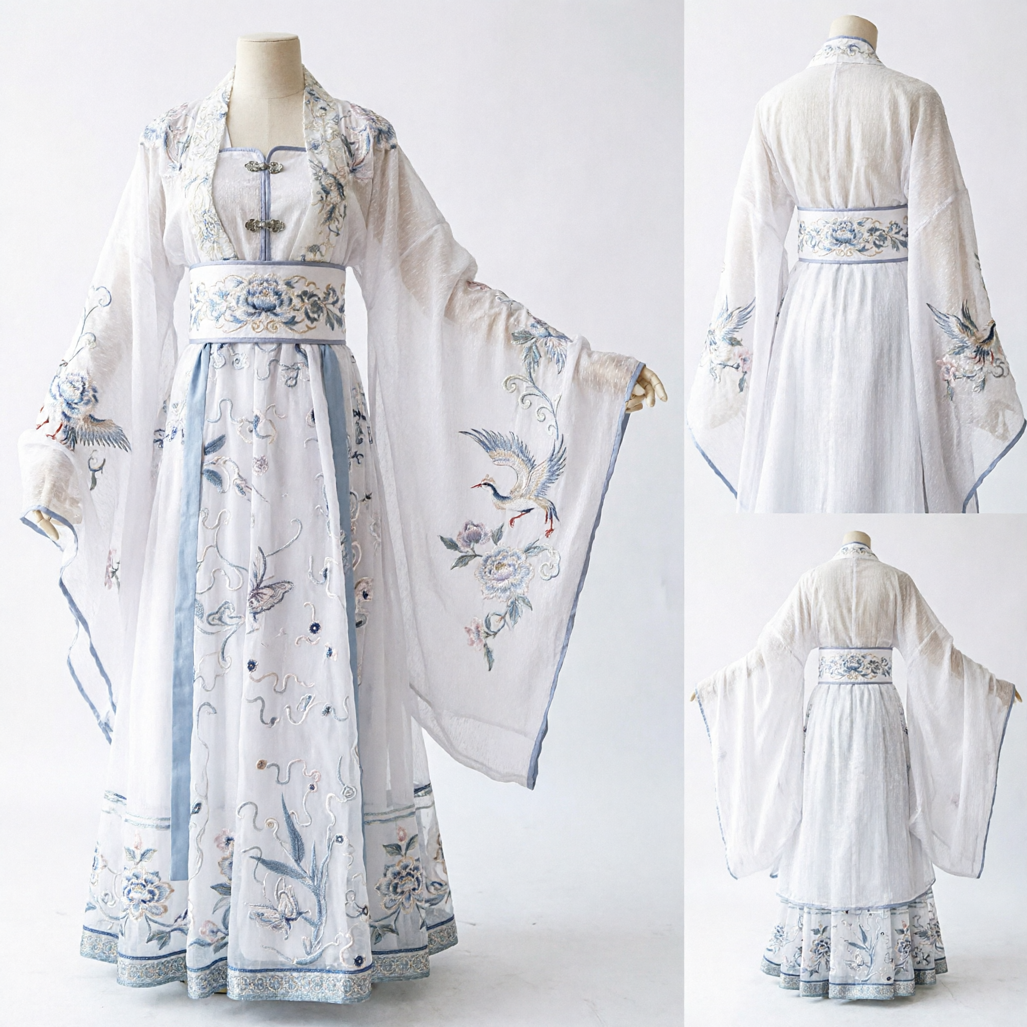 Exquisite Witte Hanfu Traditioneel Chinees Oud Kostuum Geborduurde Feeënjurk voor Dames Cosplay en Optreden - Asian Costume