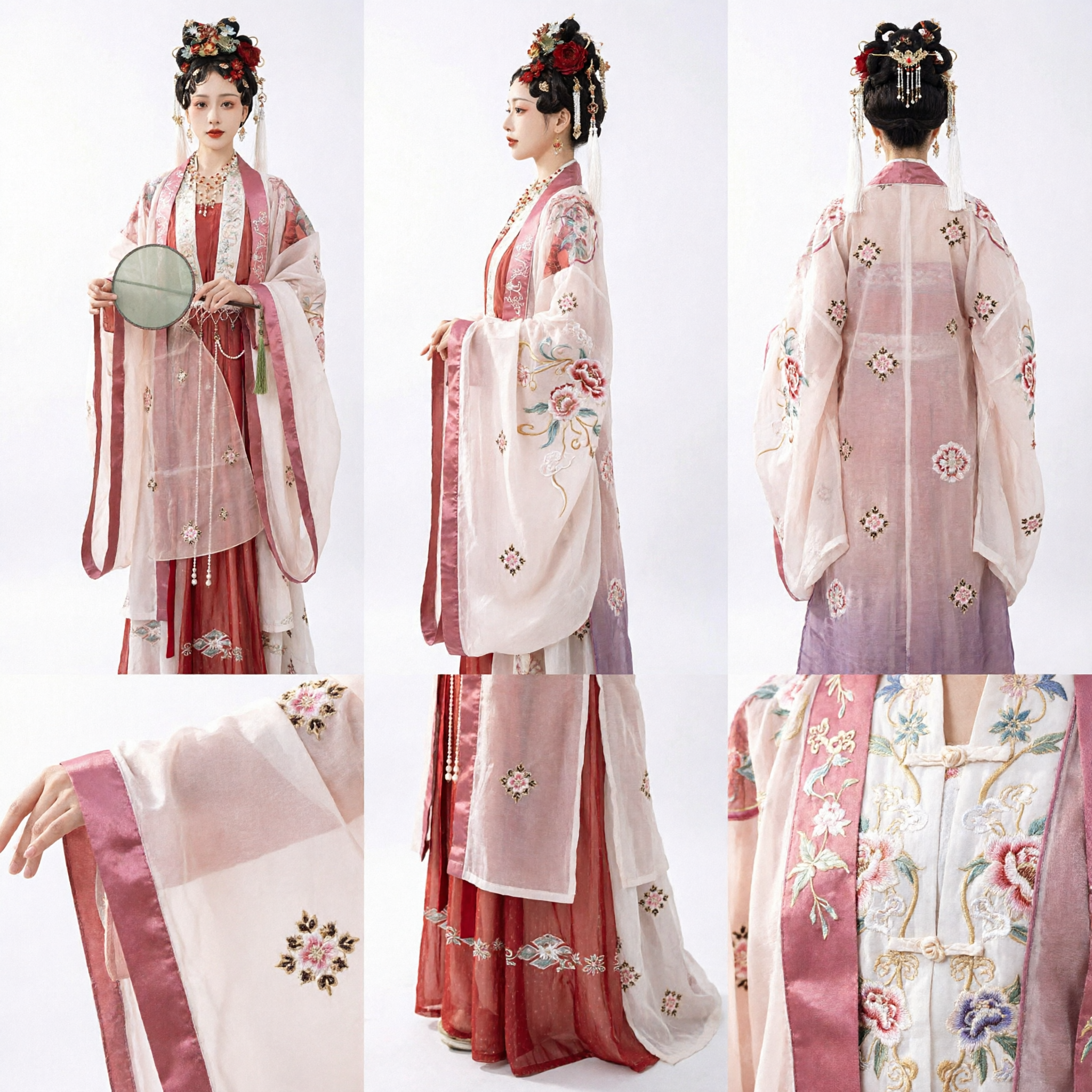Elegantes traditionelles chinesisches Hanfu-Antikprinzessinnen-Kostüm, rosa besticktes Feenkleid für Damen für Cosplay und Fotografie - Asian Costume